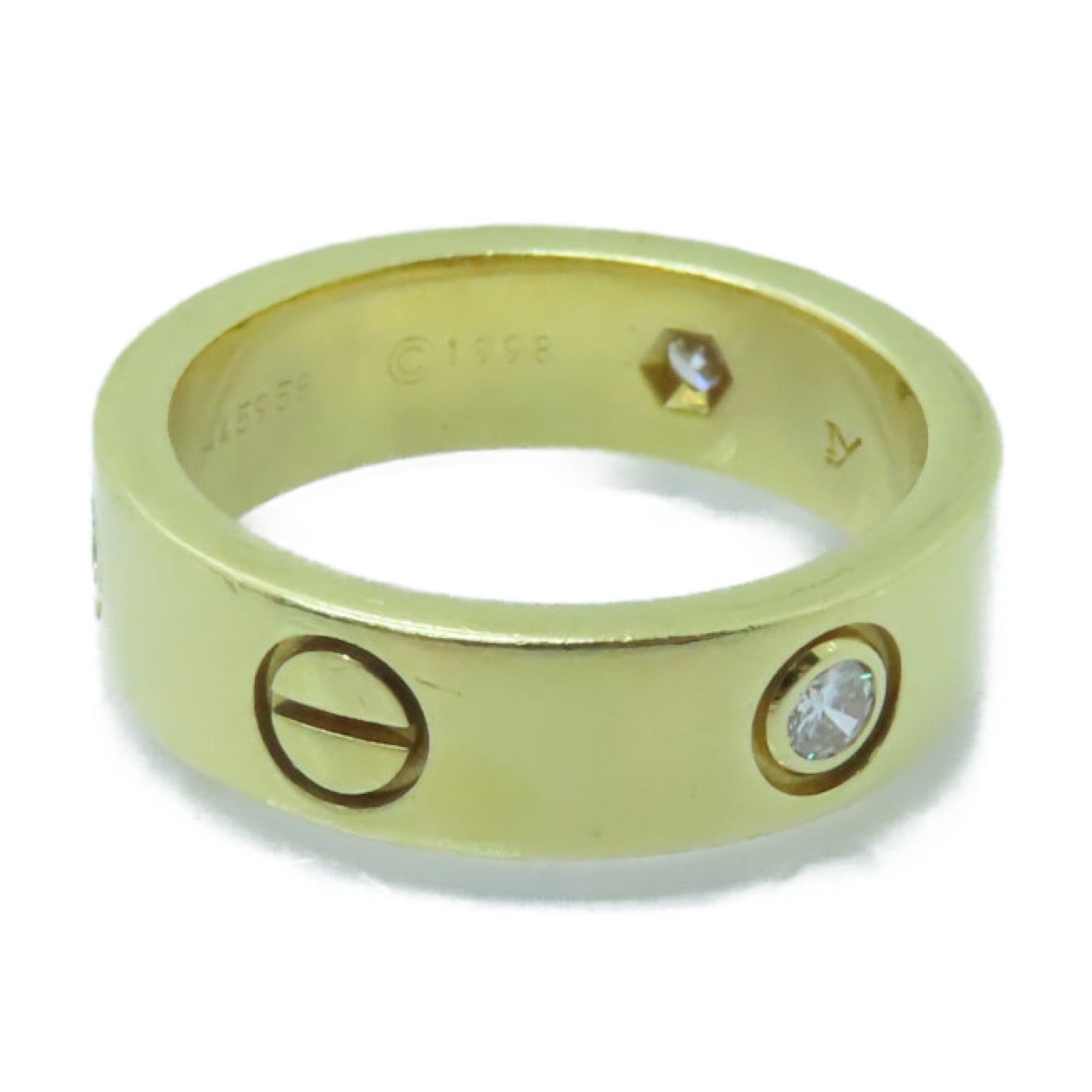 CARTIER 18K黄金Love Ring 3 Diamonds戒指US#6.5/Cartier#53