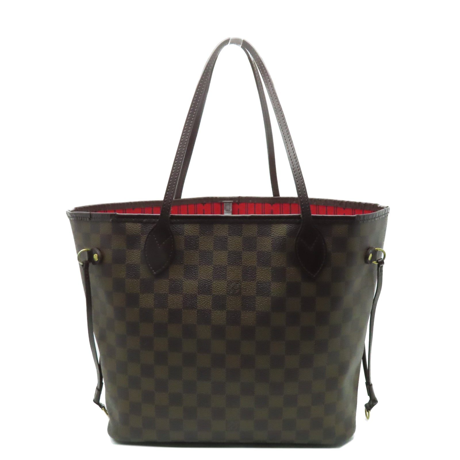 LOUIS VUITTON Damier Neverfull MM金扣手挽袋啡色