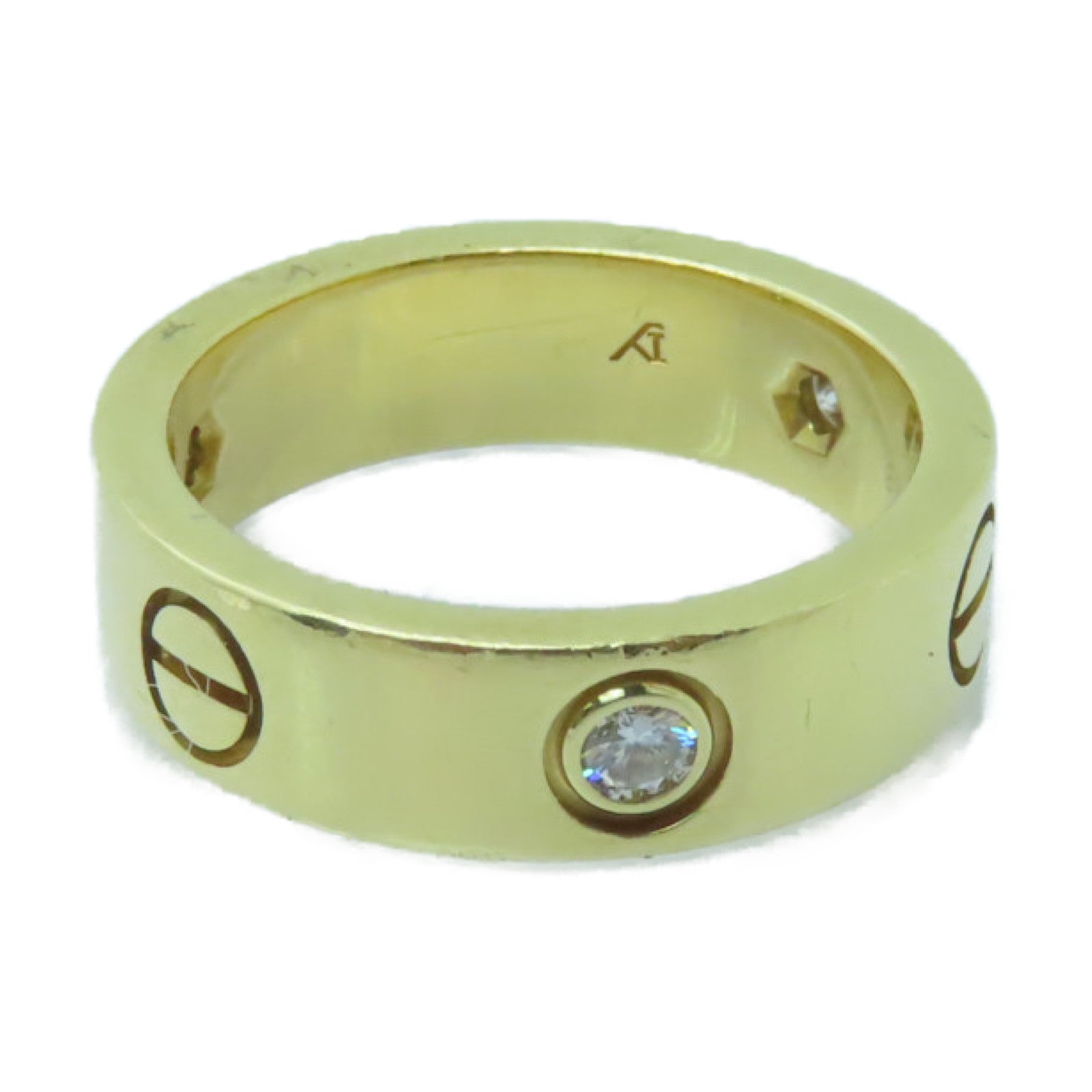 CARTIER 18K黄金Love Ring 3 Diamonds戒指US#6.5/Cartier#53