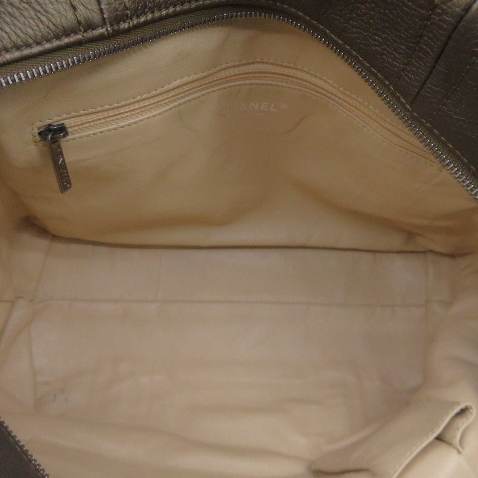 CHANEL 牛皮皮革Tote Bag银扣链带手挽袋啡色