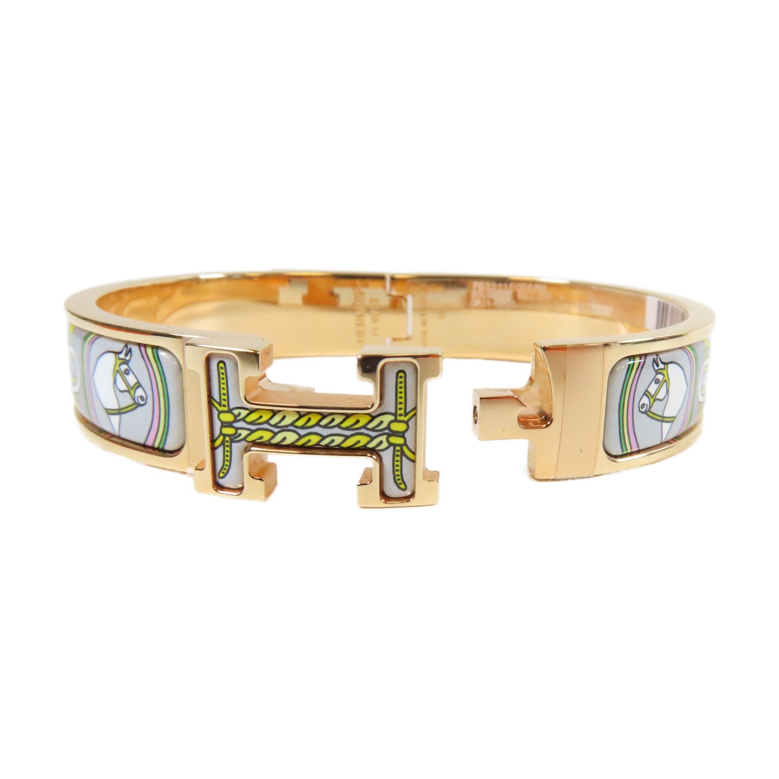 HERMES 金屬Clic H手鐲粉金色/灰色