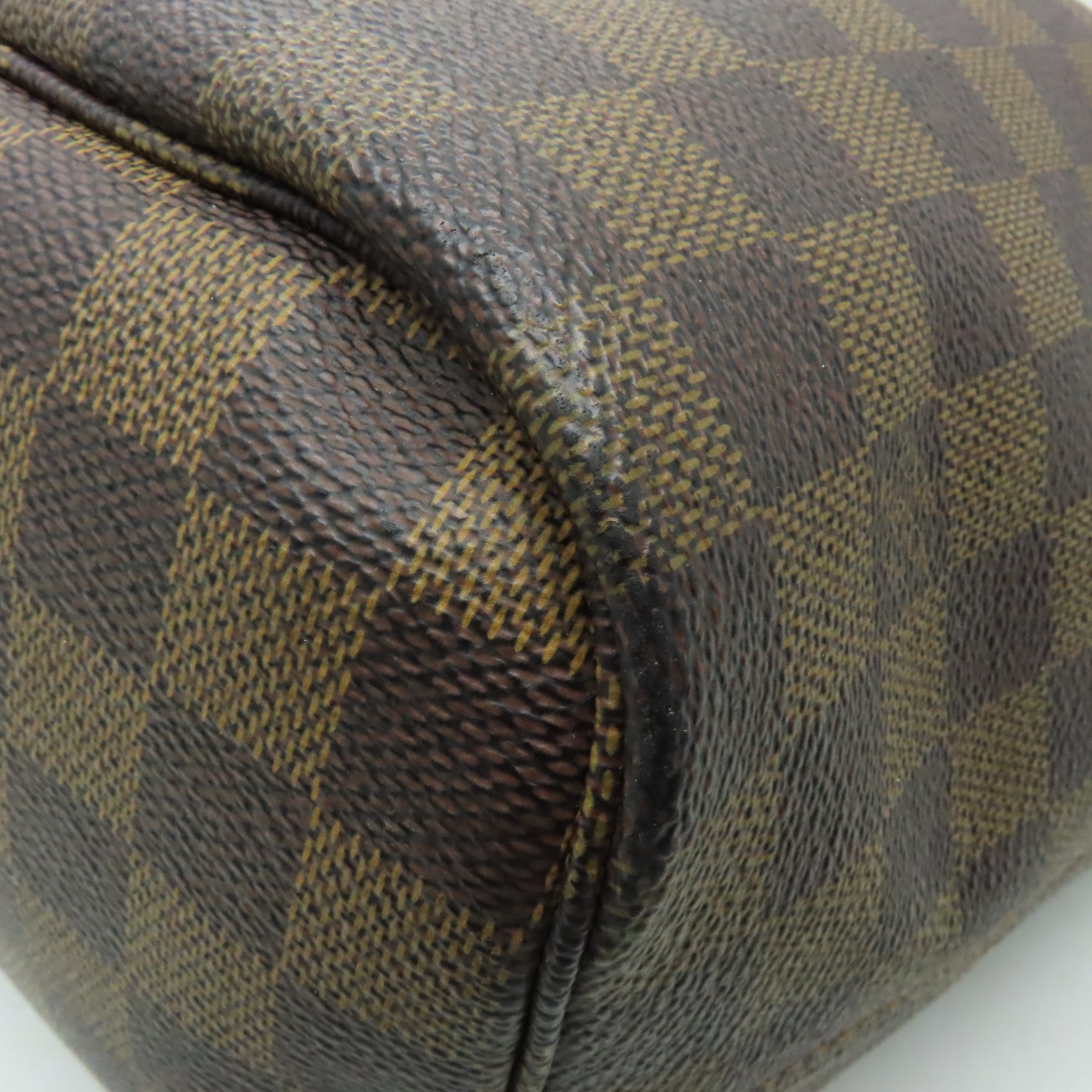 LOUIS VUITTON Damier Neverfull MM金扣手挽袋啡色