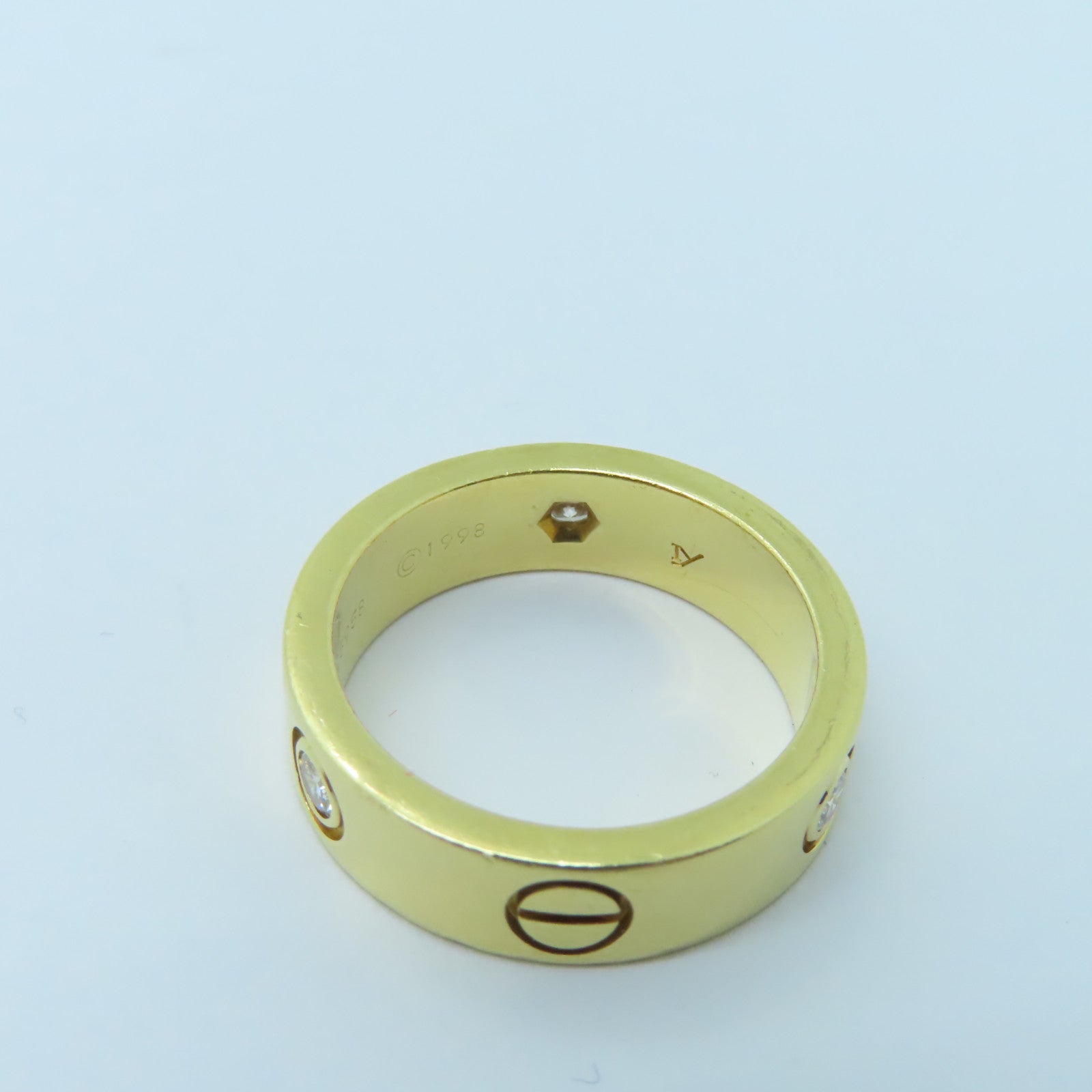 CARTIER 18K黄金Love Ring 3 Diamonds戒指US#6.5/Cartier#53