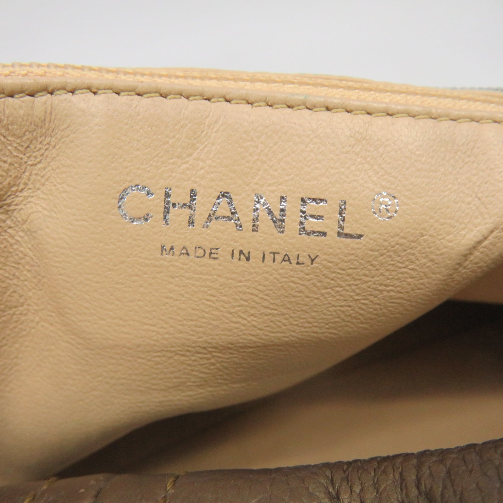 CHANEL 牛皮皮革Tote Bag银扣链带手挽袋啡色