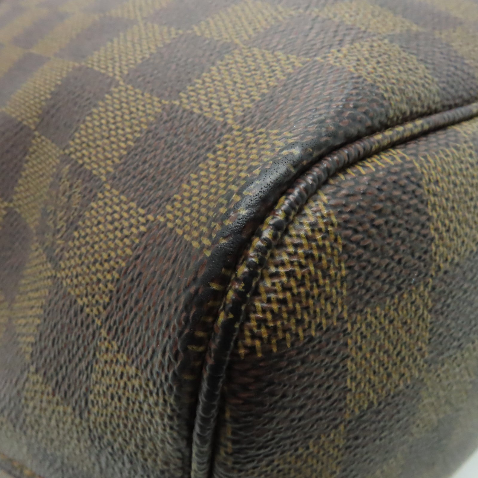 LOUIS VUITTON Damier Neverfull MM金扣手挽袋啡色