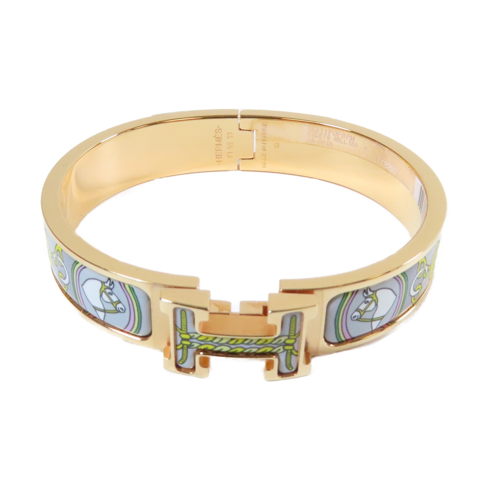 HERMES 金屬Clic H手鐲粉金色/灰色