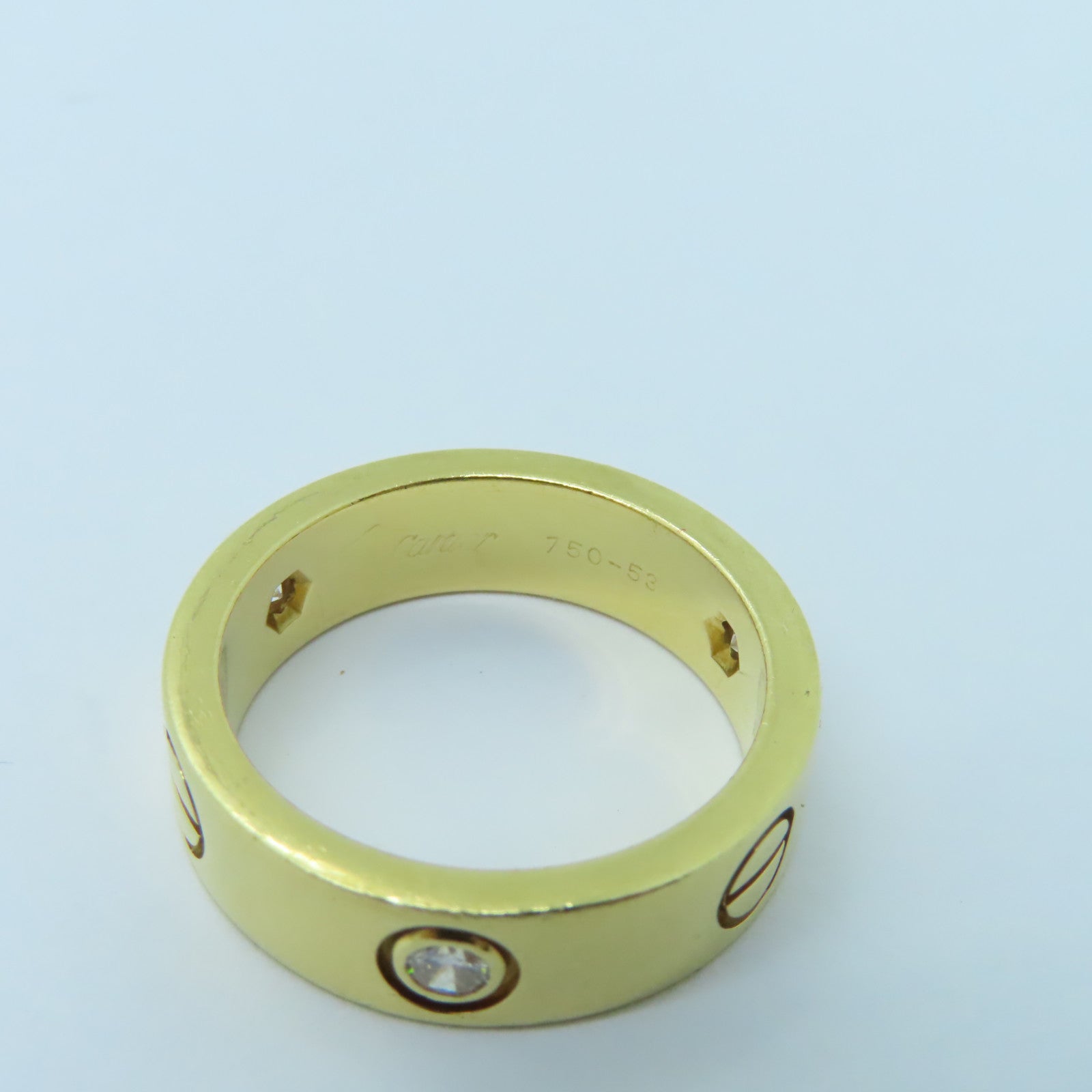 CARTIER 18K黄金Love Ring 3 Diamonds戒指US#6.5/Cartier#53