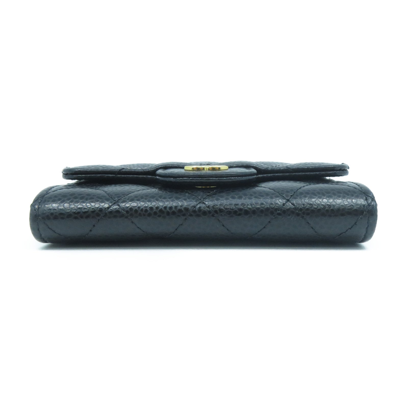 CHANEL 菱格Caviar皮革Card Case金扣卡片套黑色