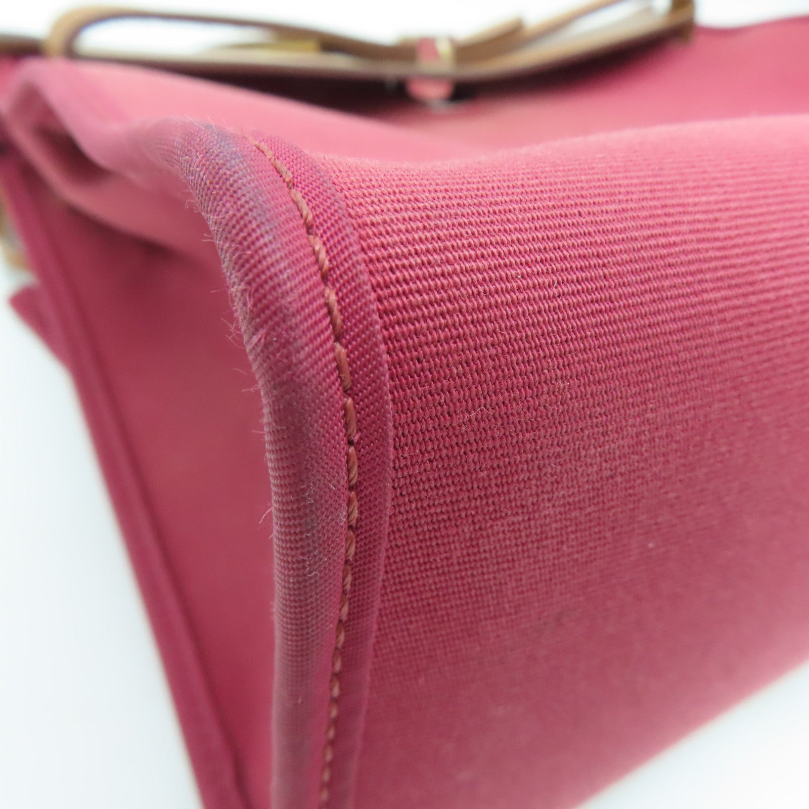 HERMES 帆布Herbag PM银扣肩背袋红色