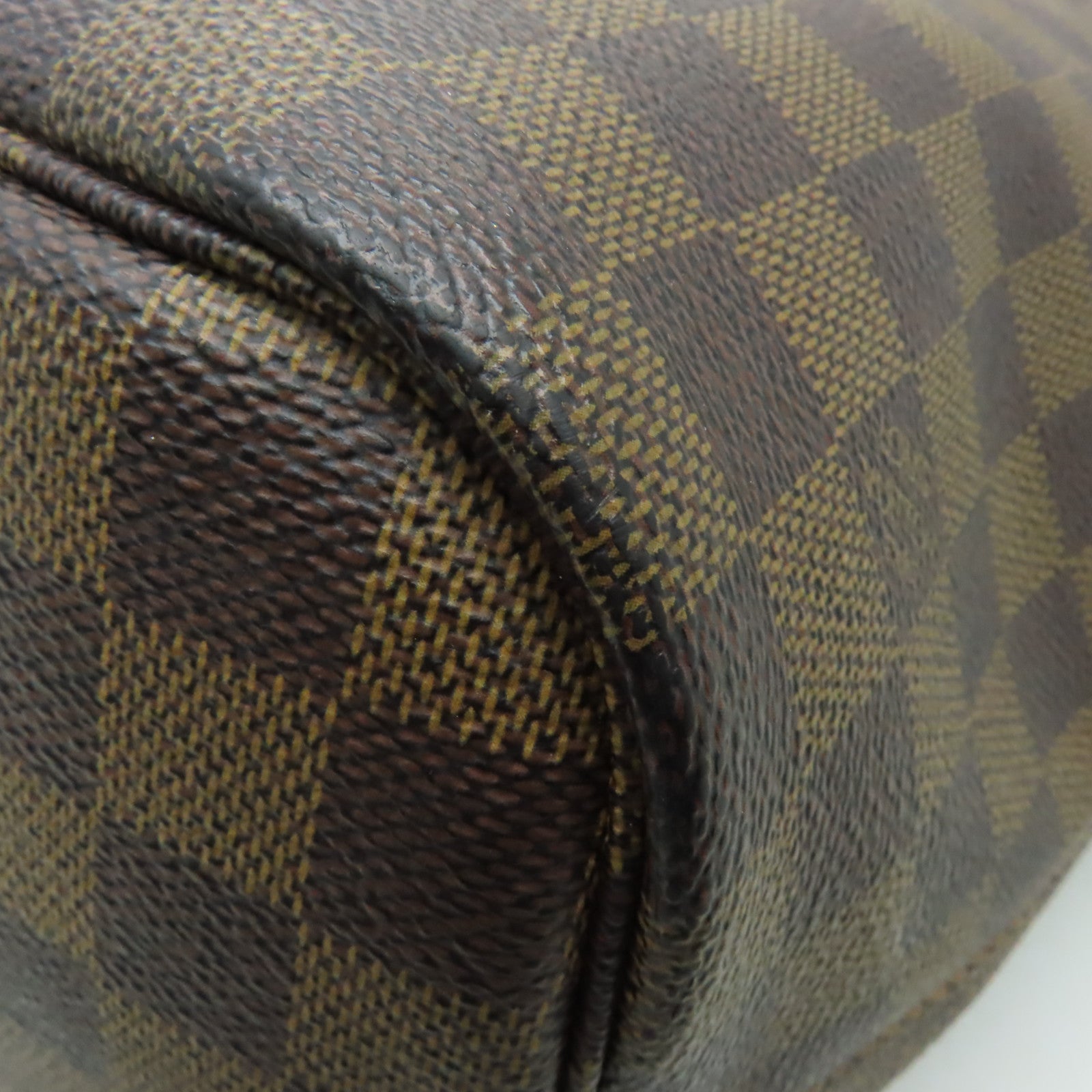 LOUIS VUITTON Damier Neverfull MM金扣手挽袋啡色
