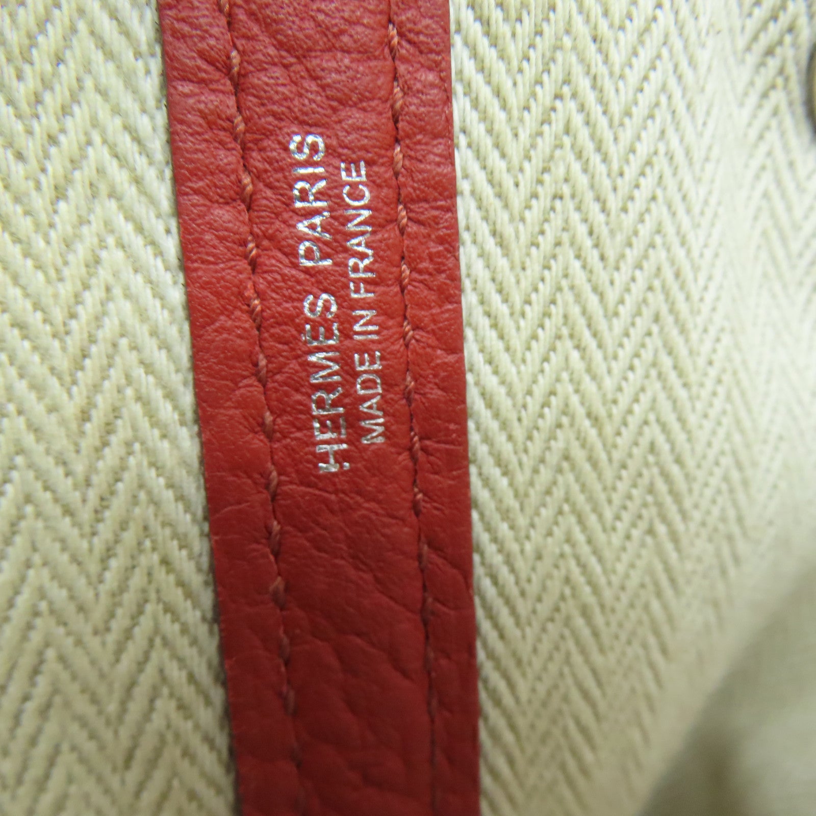 HERMES Clemence Leather Garden Party PM Silver Buckle Handle Bag Red