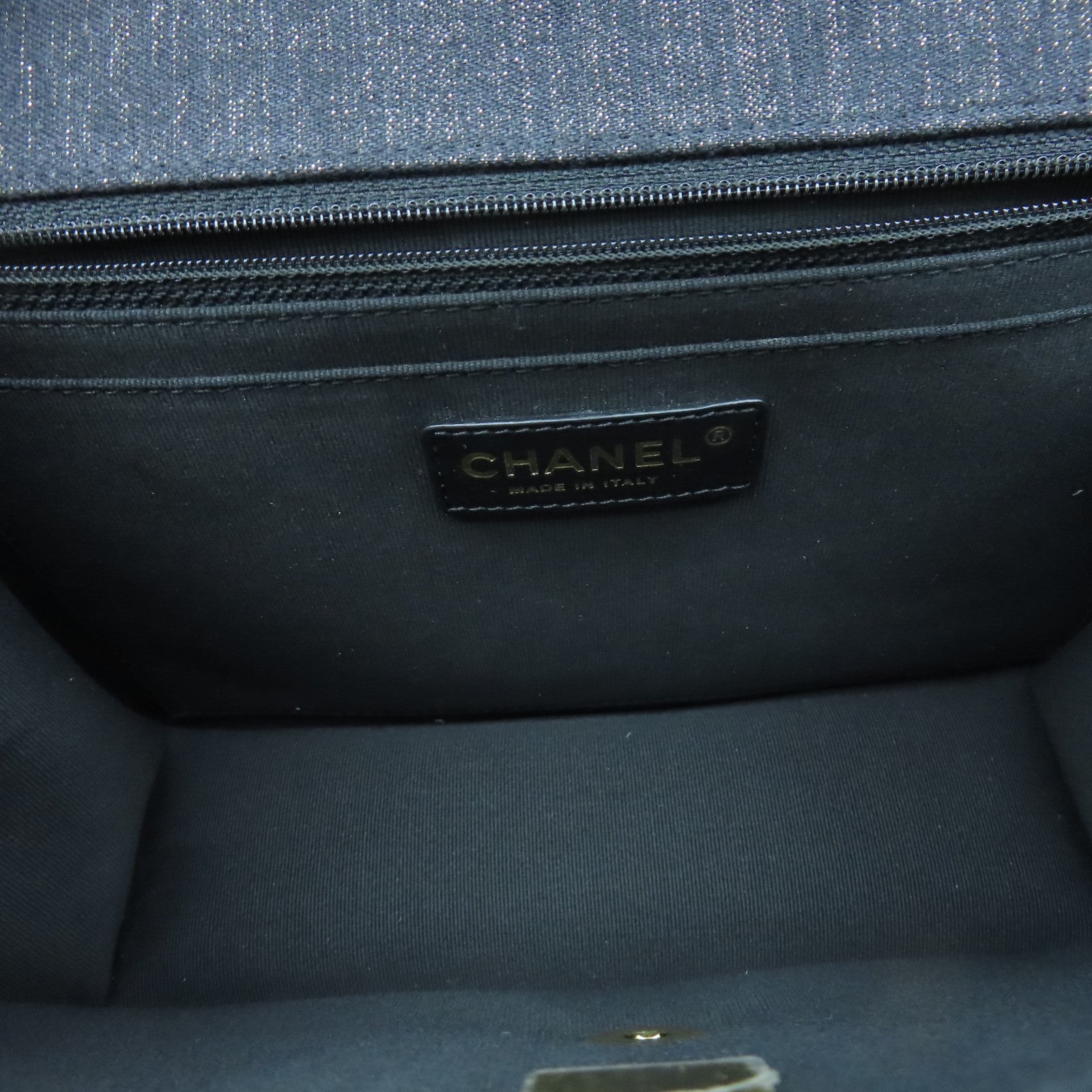CHANEL Rhombus Denim Chain Shoulder Gold Buckle Shoulder Bag Black Blue/Yellow