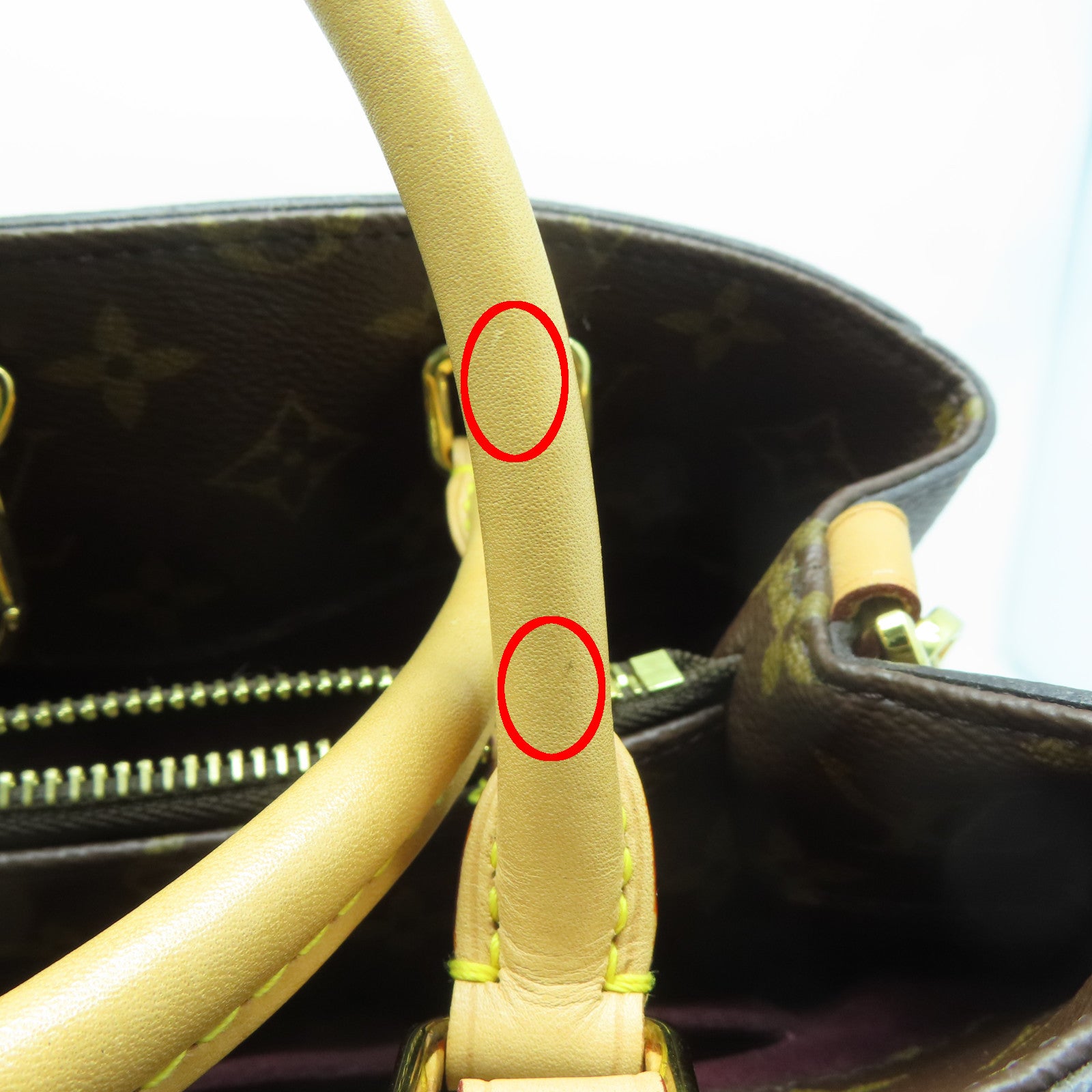 LOUIS VUITTON Monogram Montaigne MM金扣手挽肩背兩用袋棕色