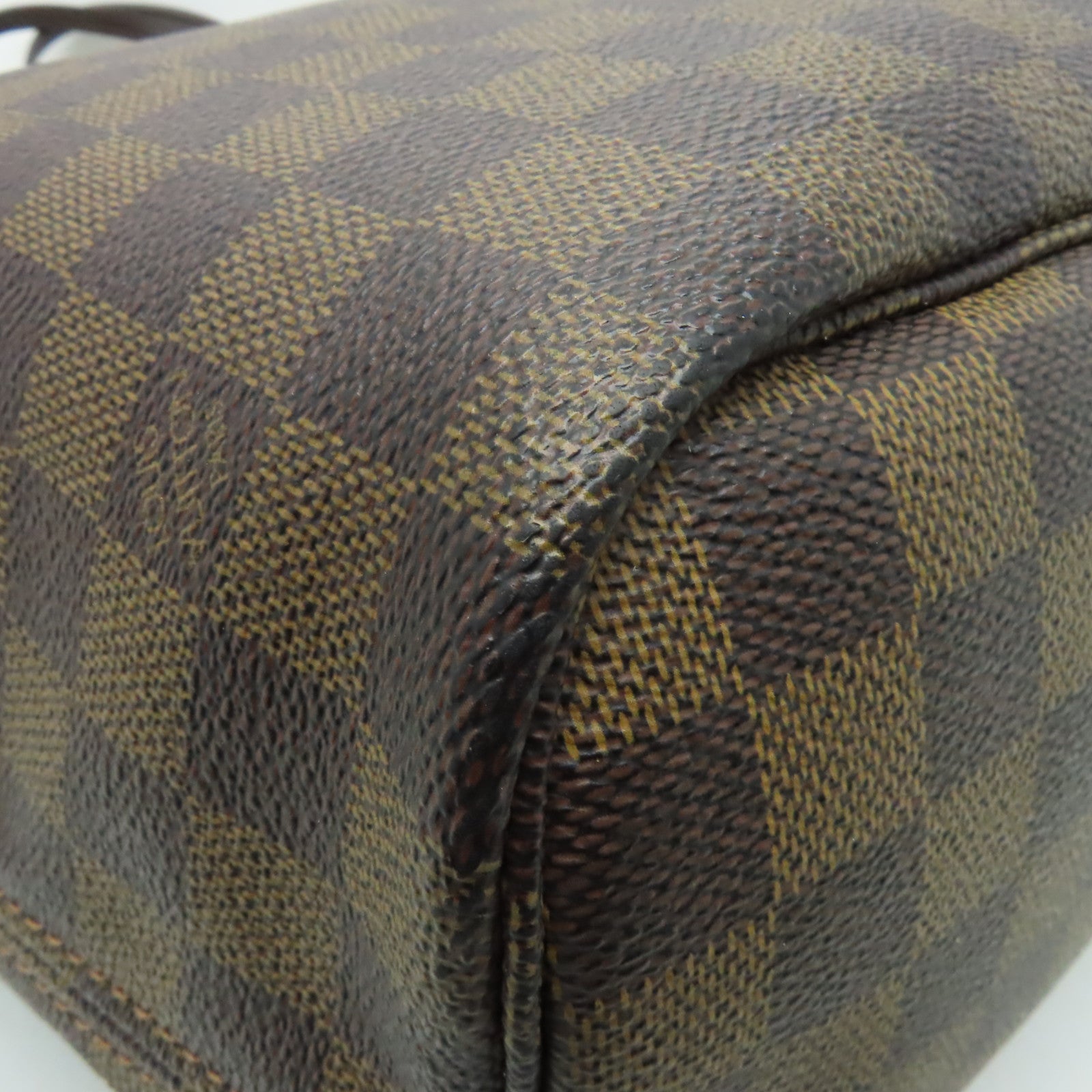 LOUIS VUITTON Damier Neverfull MM金扣手挽袋啡色
