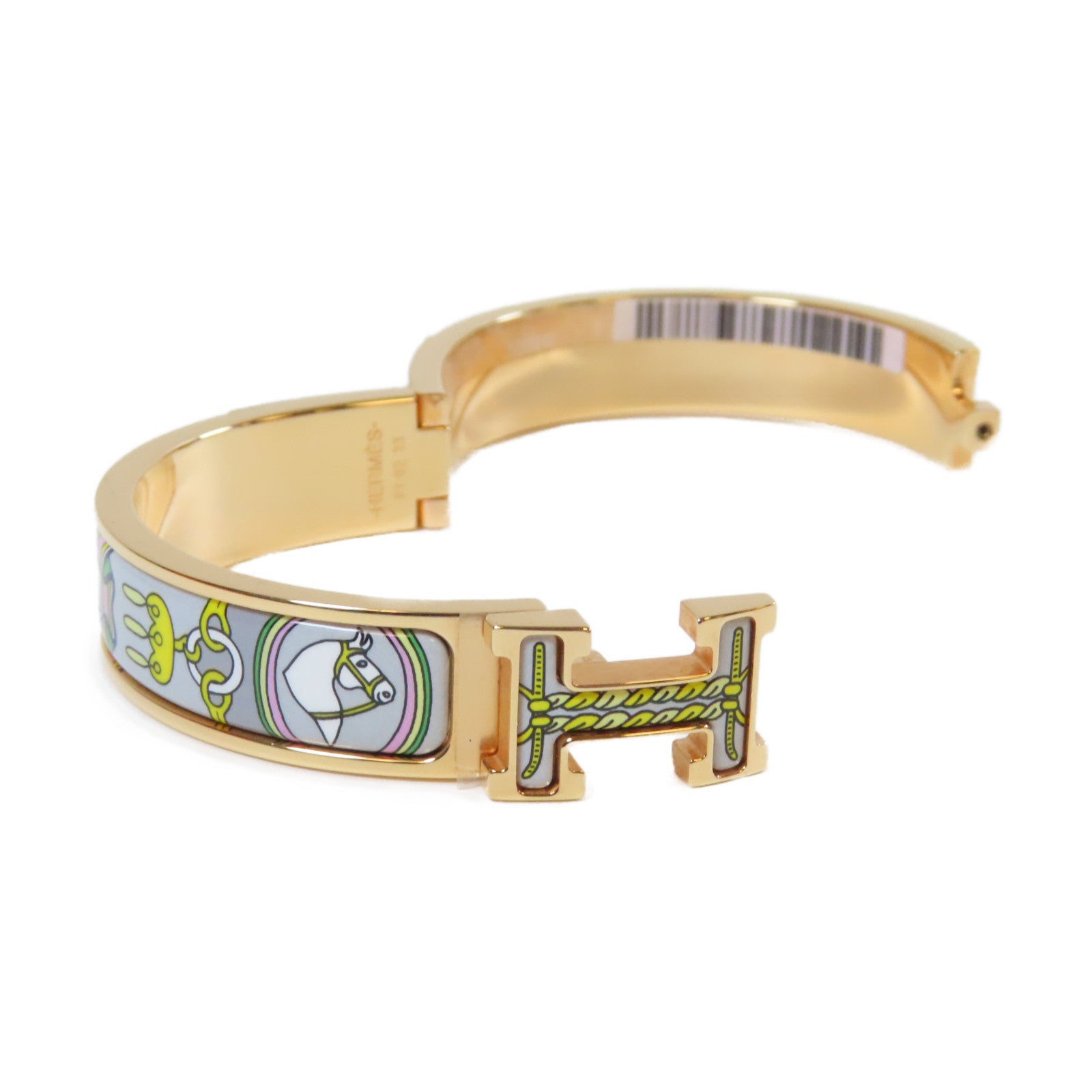 HERMES 金屬Clic H手鐲粉金色/灰色