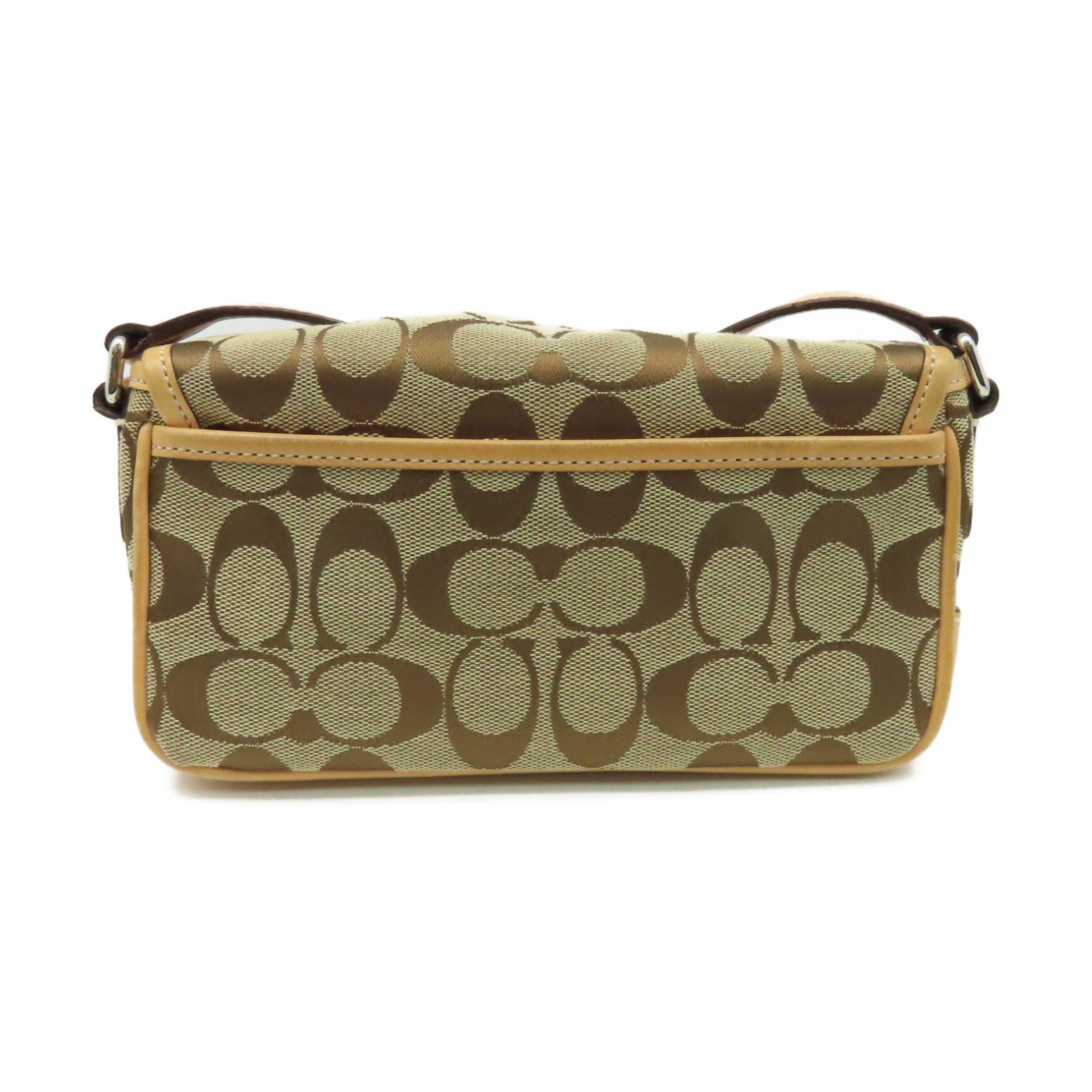 COACH 帆布Shoulder Bag銀扣肩背袋啡色