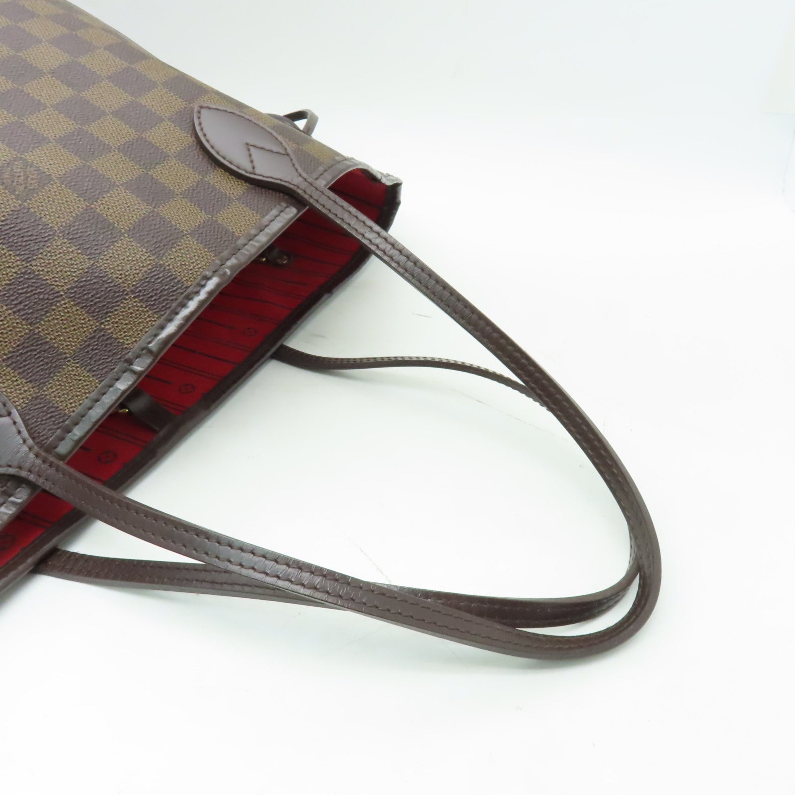 LOUIS VUITTON Damier Neverfull MM金扣手挽袋啡色
