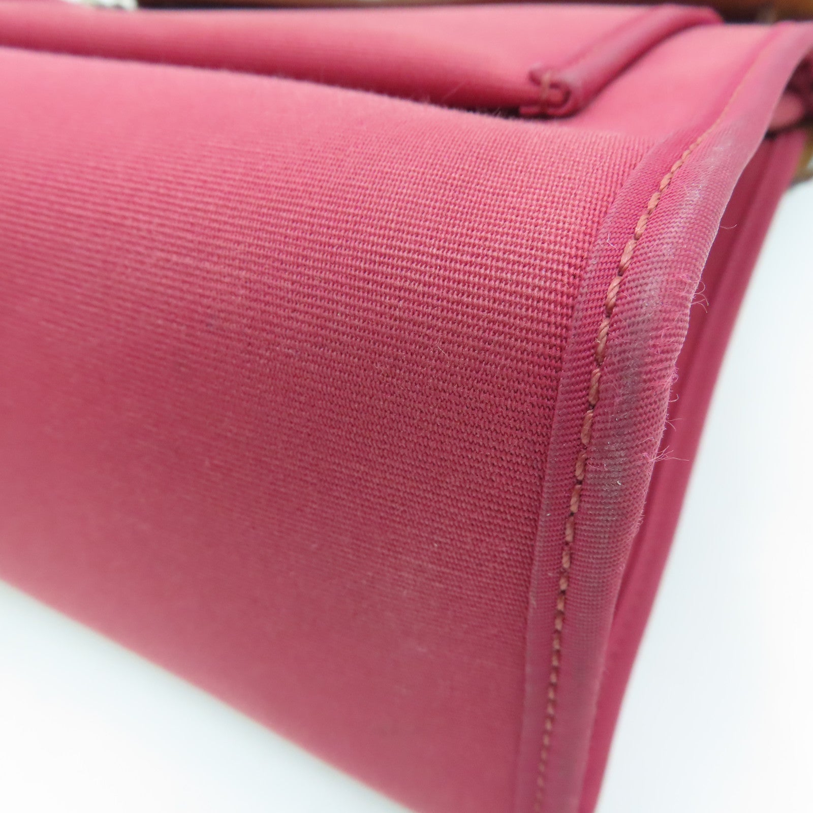 HERMES 帆布Herbag PM银扣肩背袋红色