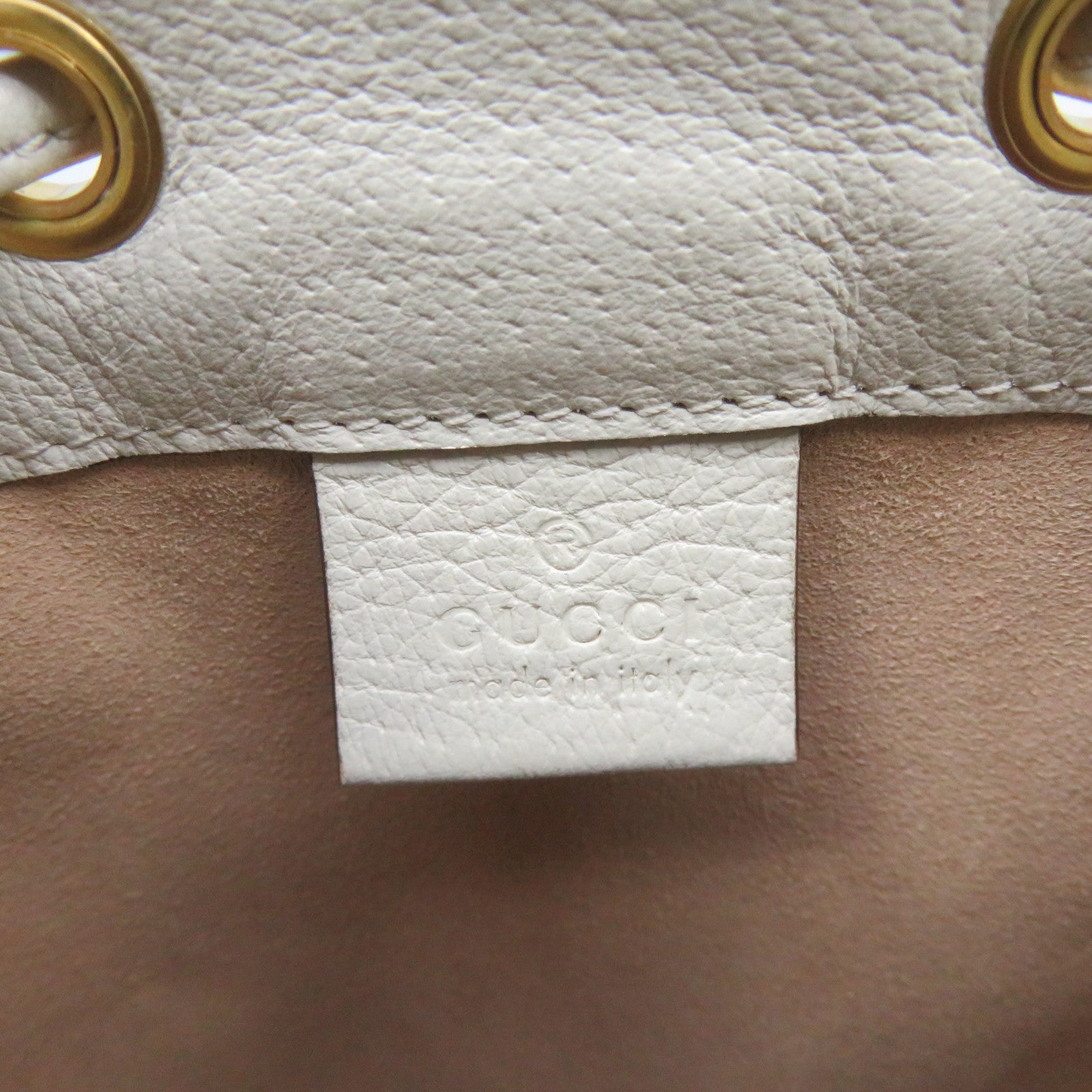 GUCCI 塗層帆布Mini Bucket Shoulder Bag肩背袋啡色/白色