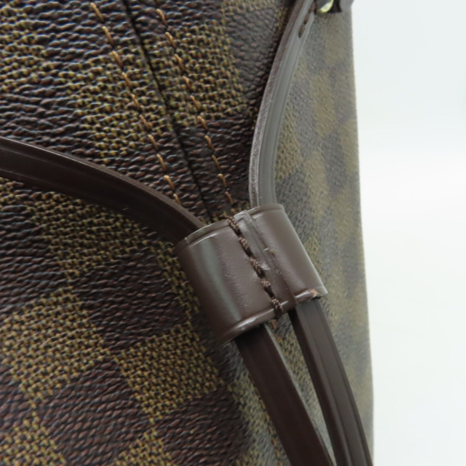 LOUIS VUITTON Damier Neverfull MM金扣手挽袋啡色