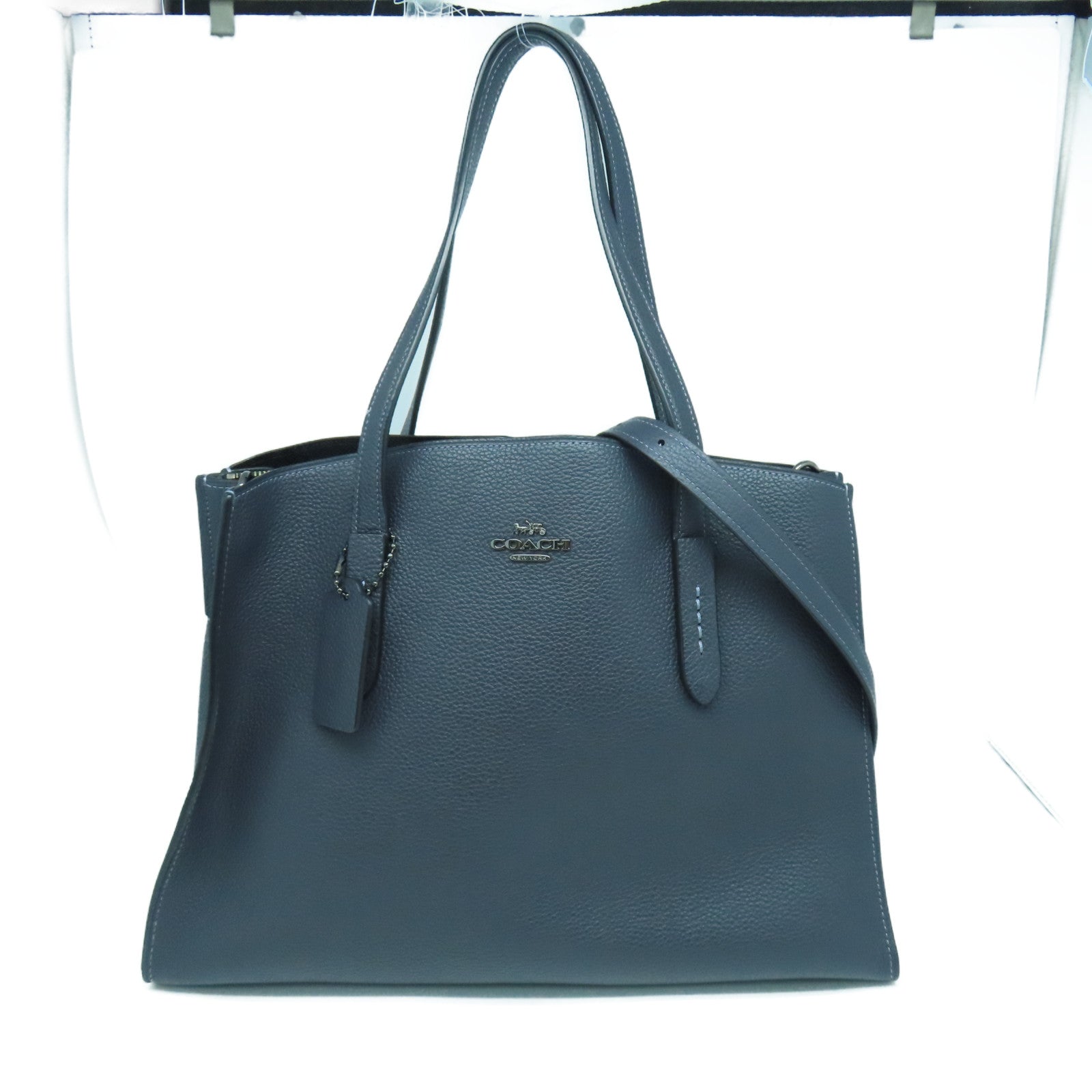 COACH 牛皮皮革Tote Bag金扣/黑扣手挽袋灰色