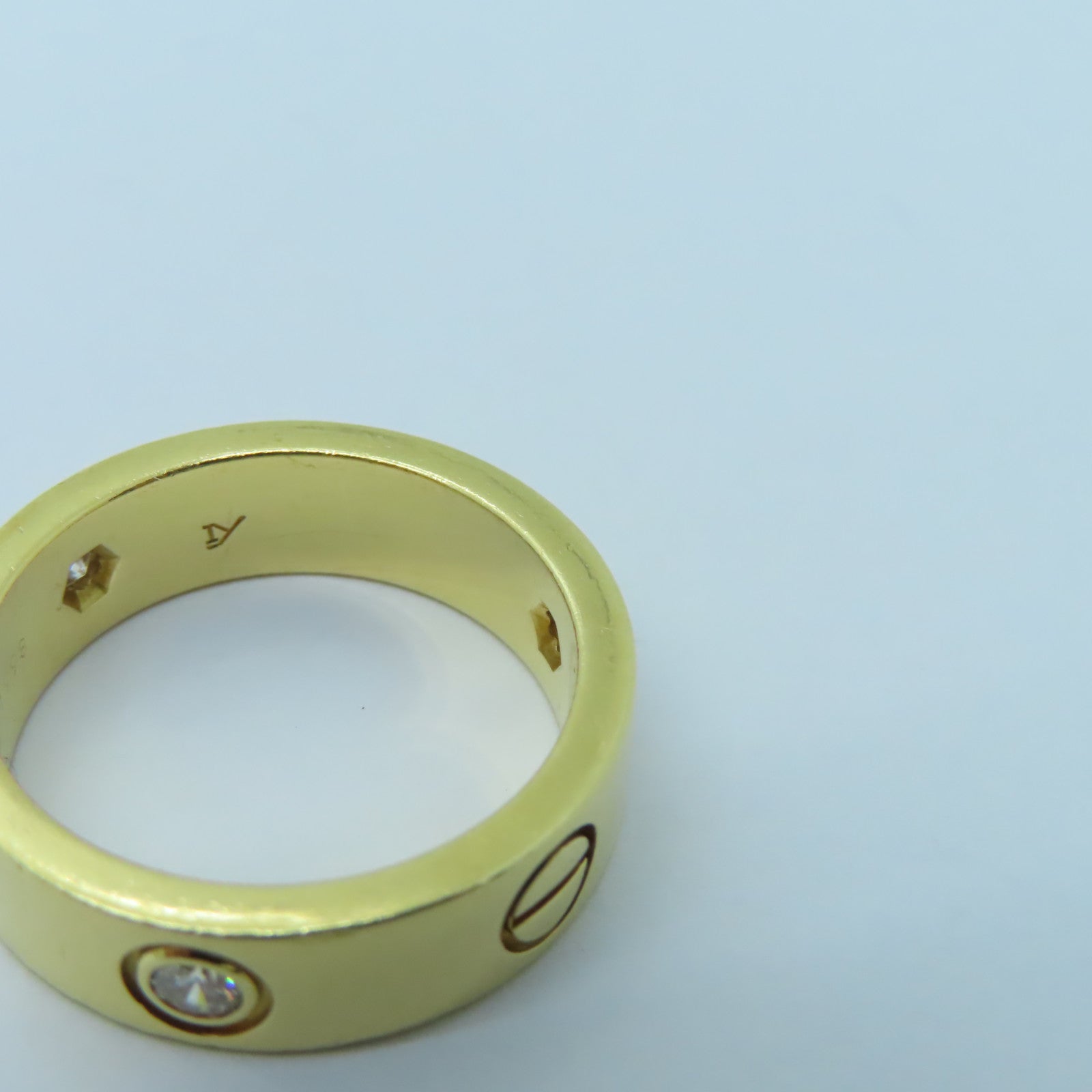 CARTIER 18K黄金Love Ring 3 Diamonds戒指US#6.5/Cartier#53