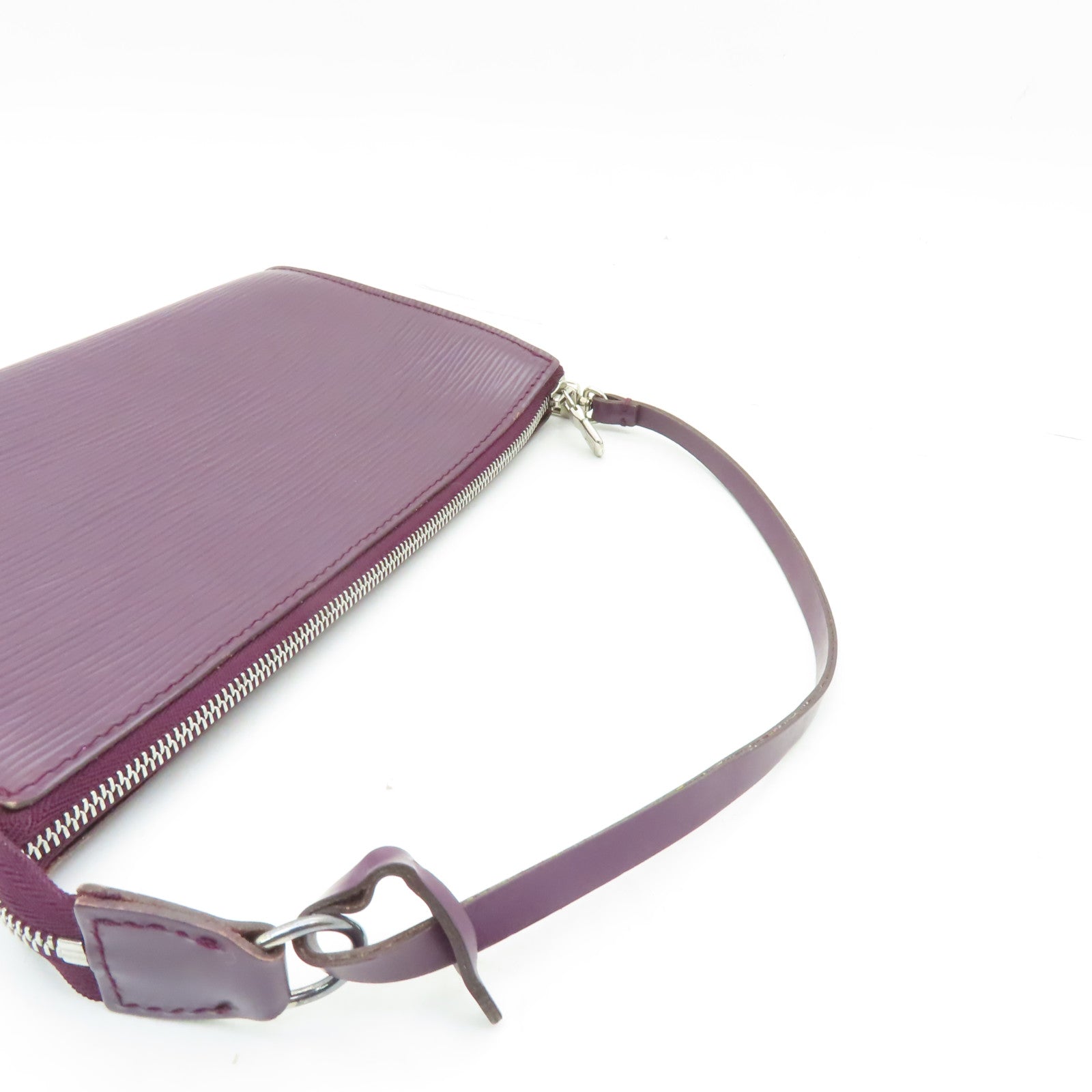 LOUIS VUITTON Epi Pochette Accessoires銀扣手挽袋紫色