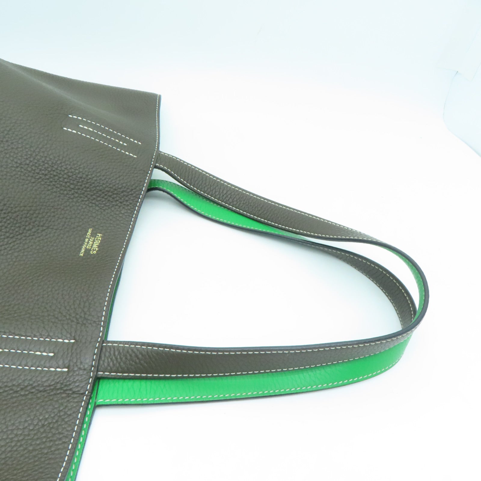 HERMES Clemence皮革Double Sens 45手挽袋/肩背袋啡色綠色