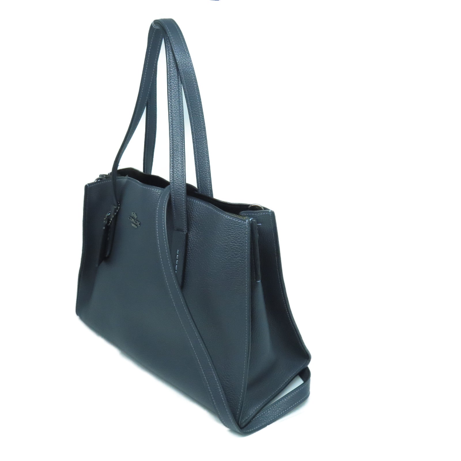 COACH 牛皮皮革Tote Bag金扣/黑扣手挽袋灰色