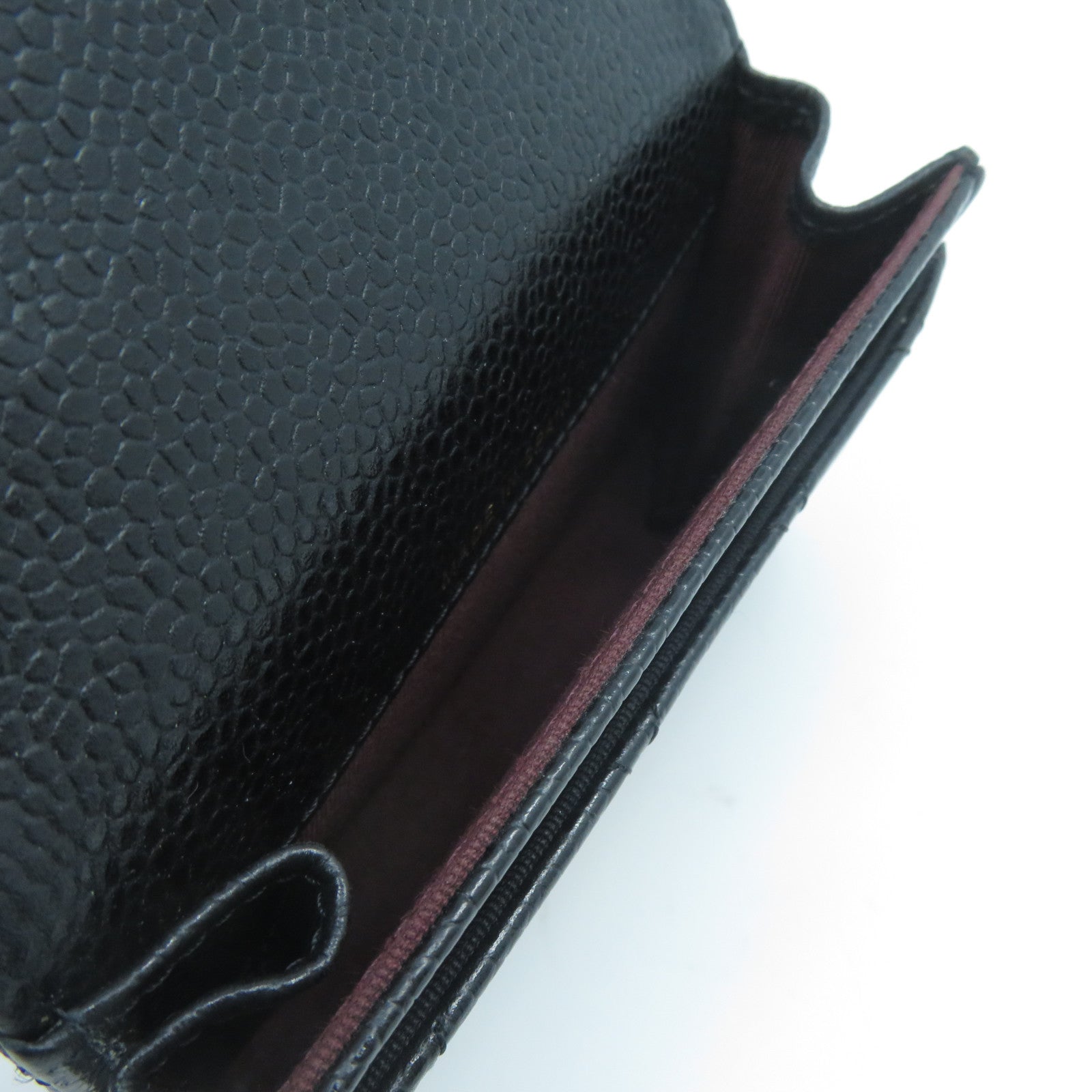 CHANEL 菱格Caviar皮革Card Case金扣卡片套黑色