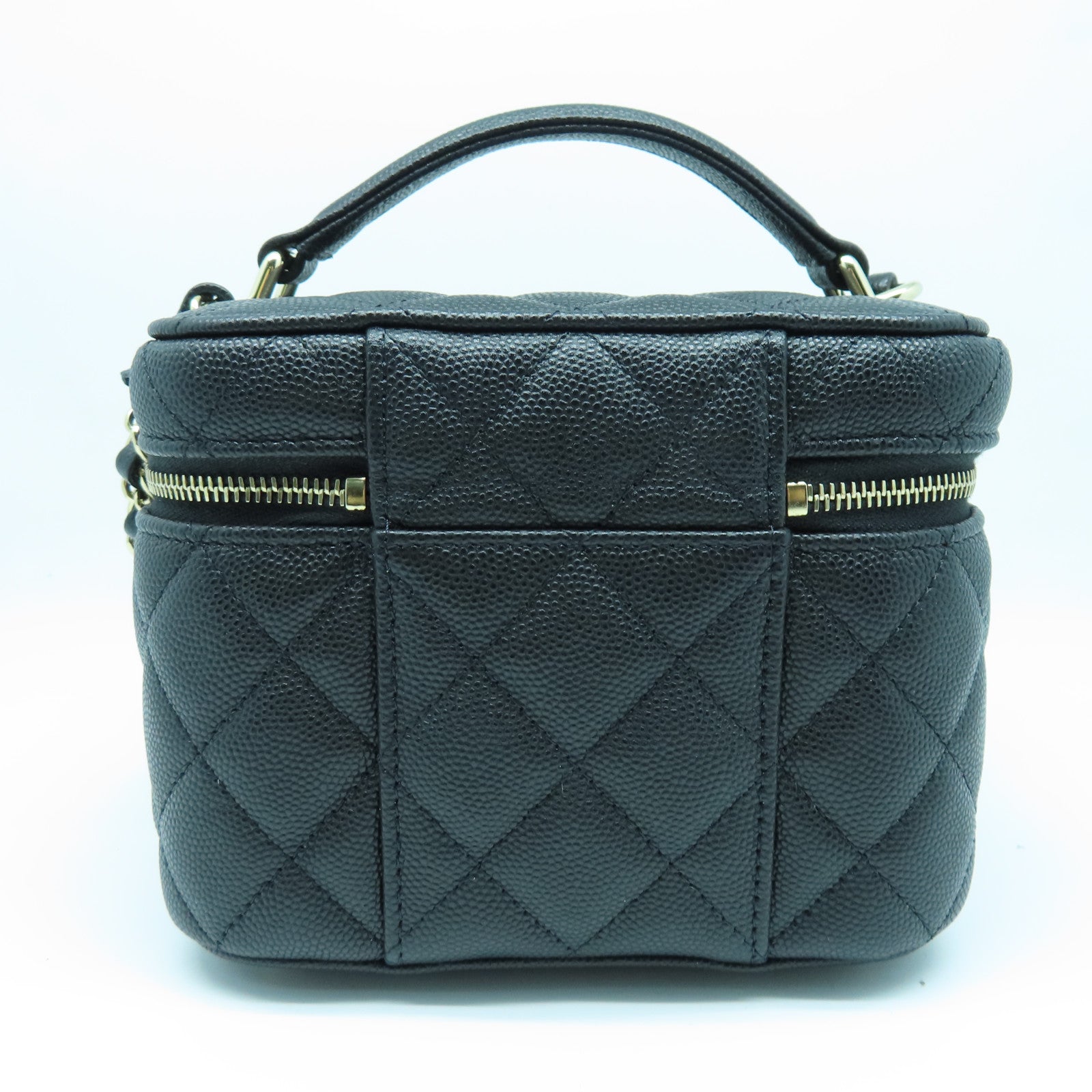 CHANEL 菱格牛皮皮革2way Shoulder Bag金扣手挽肩背两用袋黑色