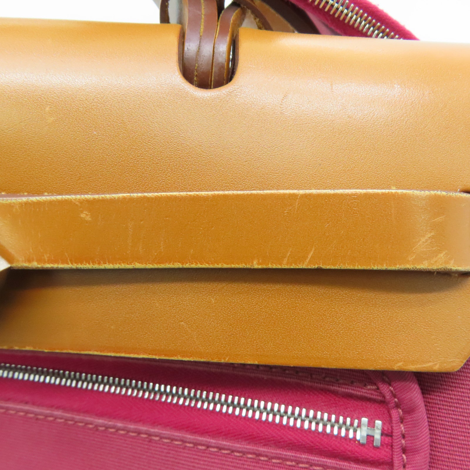 HERMES 帆布Herbag PM银扣肩背袋红色