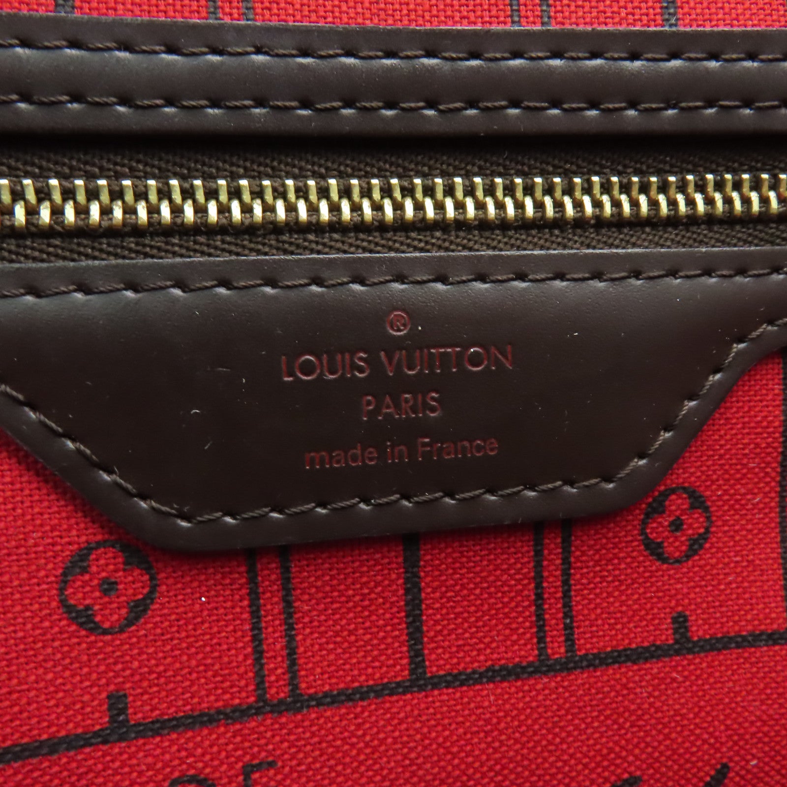 LOUIS VUITTON Damier Neverfull MM金扣手挽袋啡色