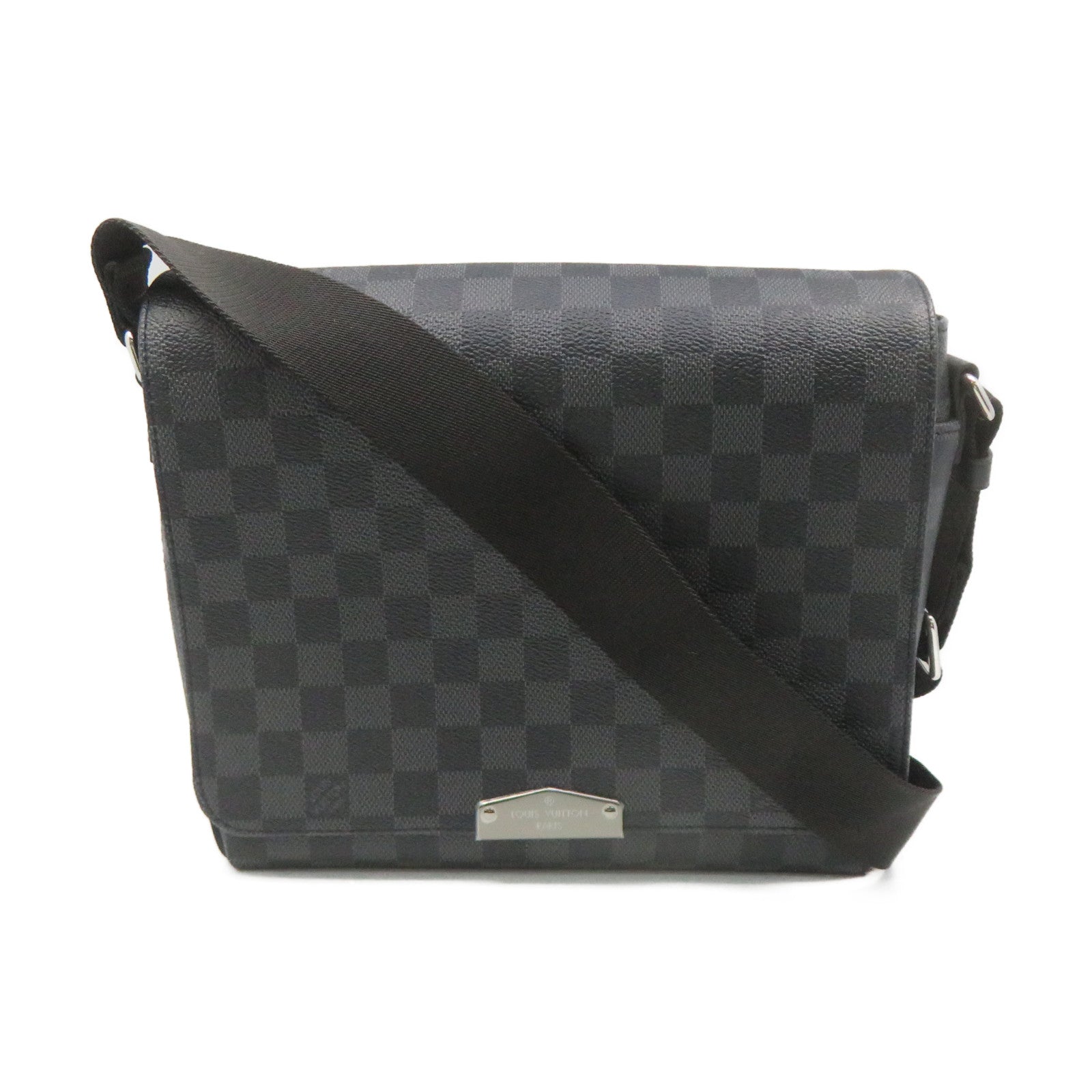 LOUIS VUITTON Damier Graphite District PM Shoulder Bag肩背袋黑色