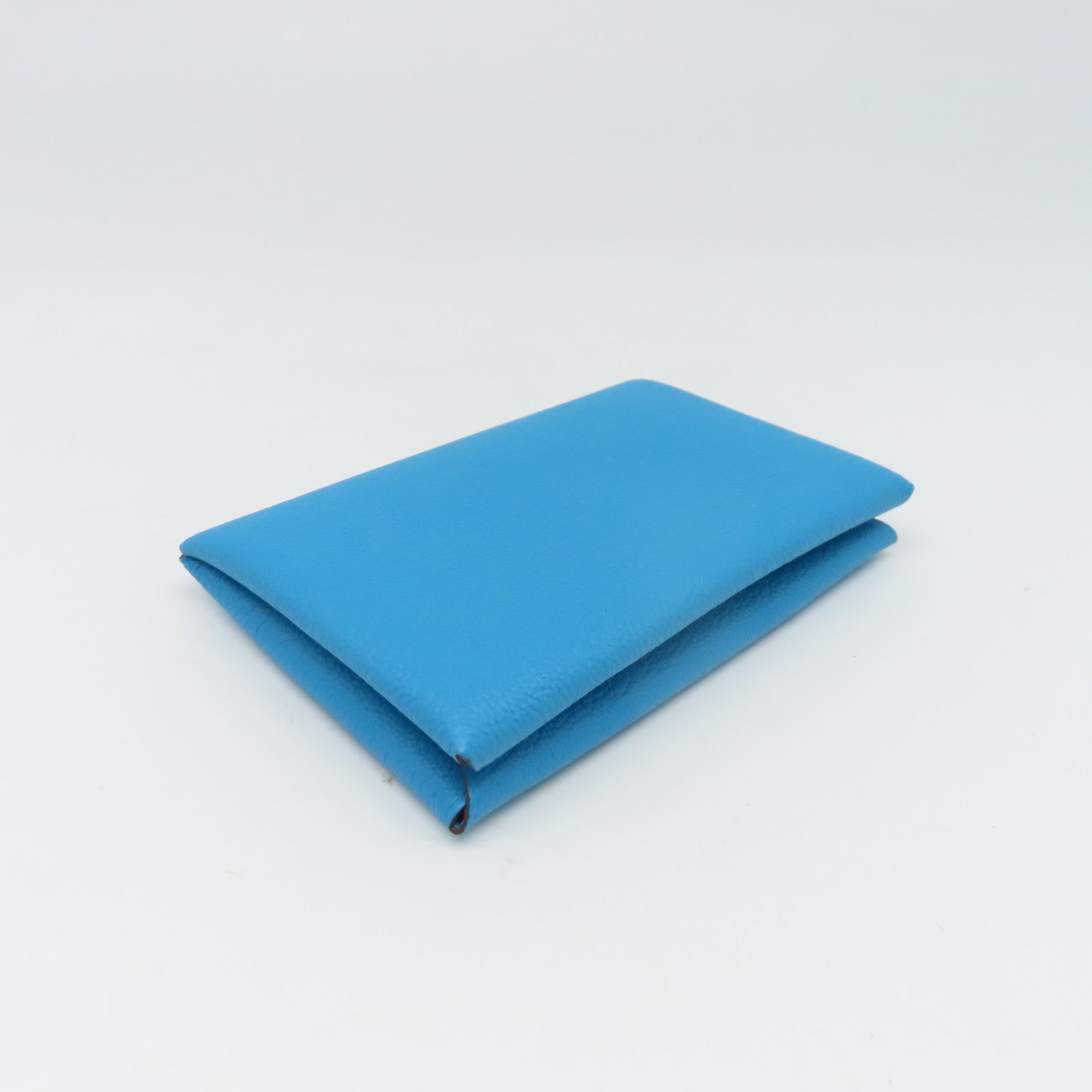 HERMES Chevre皮革Card Case銀扣卡片套藍色