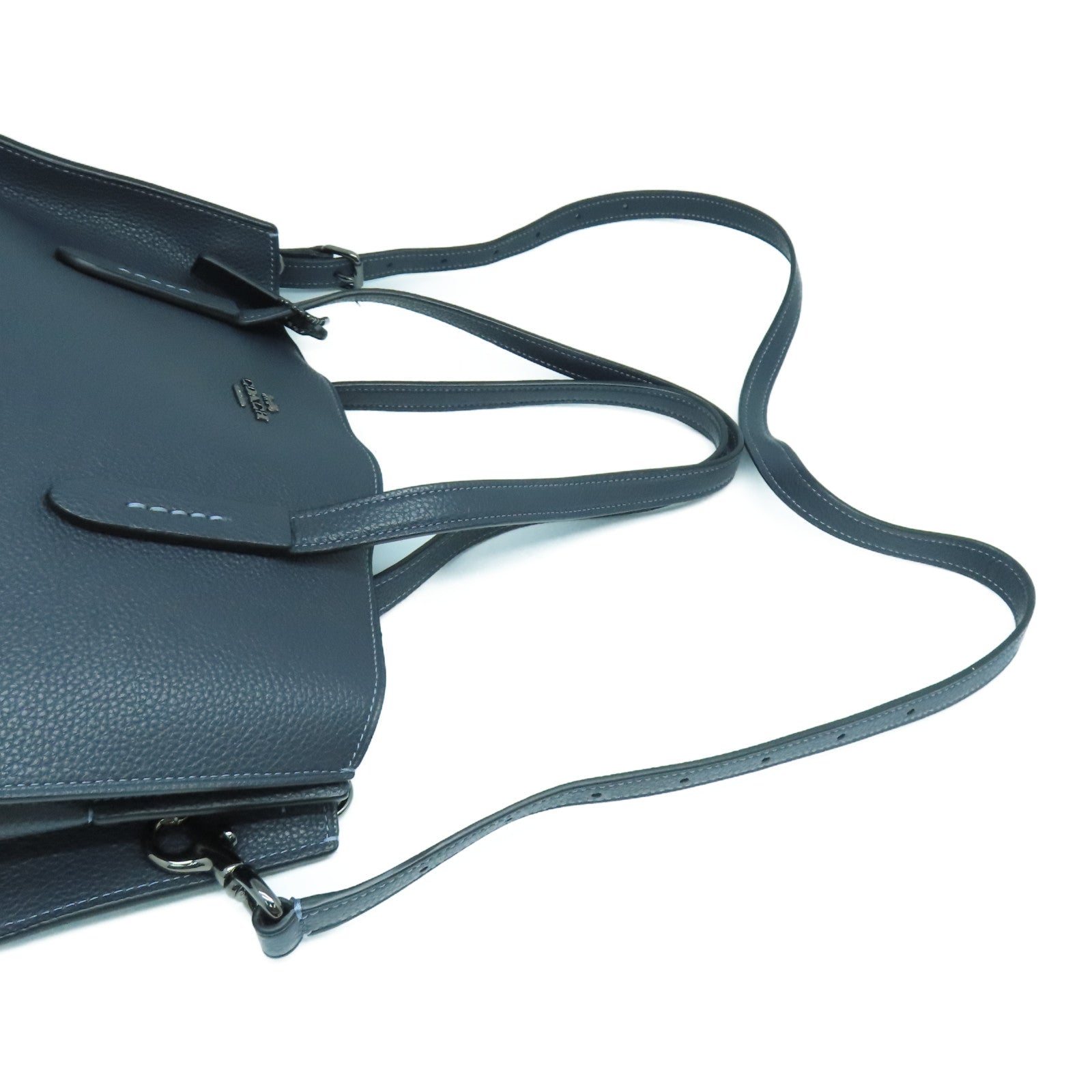 COACH 牛皮皮革Tote Bag金扣/黑扣手挽袋灰色