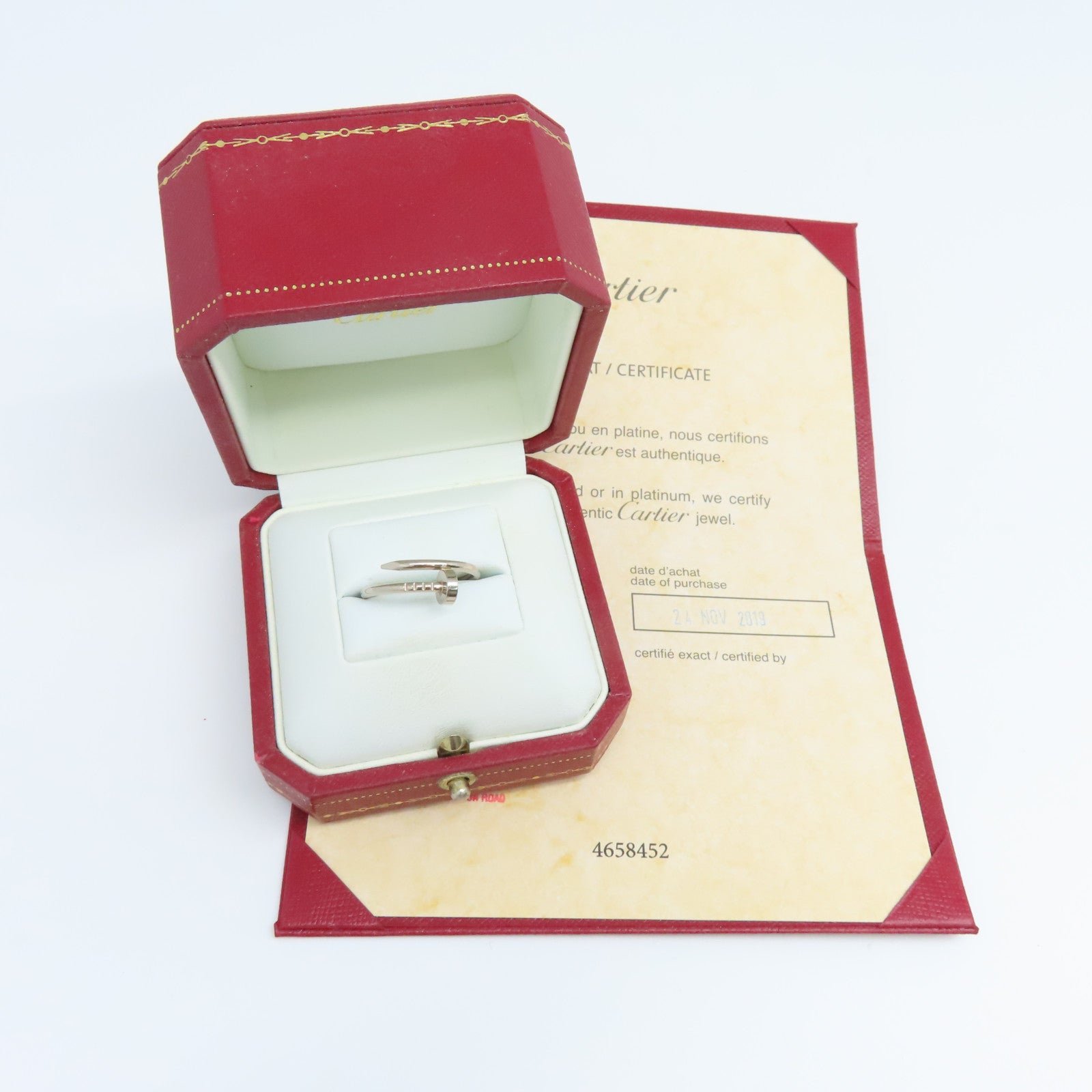 CARTIER 18K White Gold Juste Un Clou Ring Cartier#54/US7.5