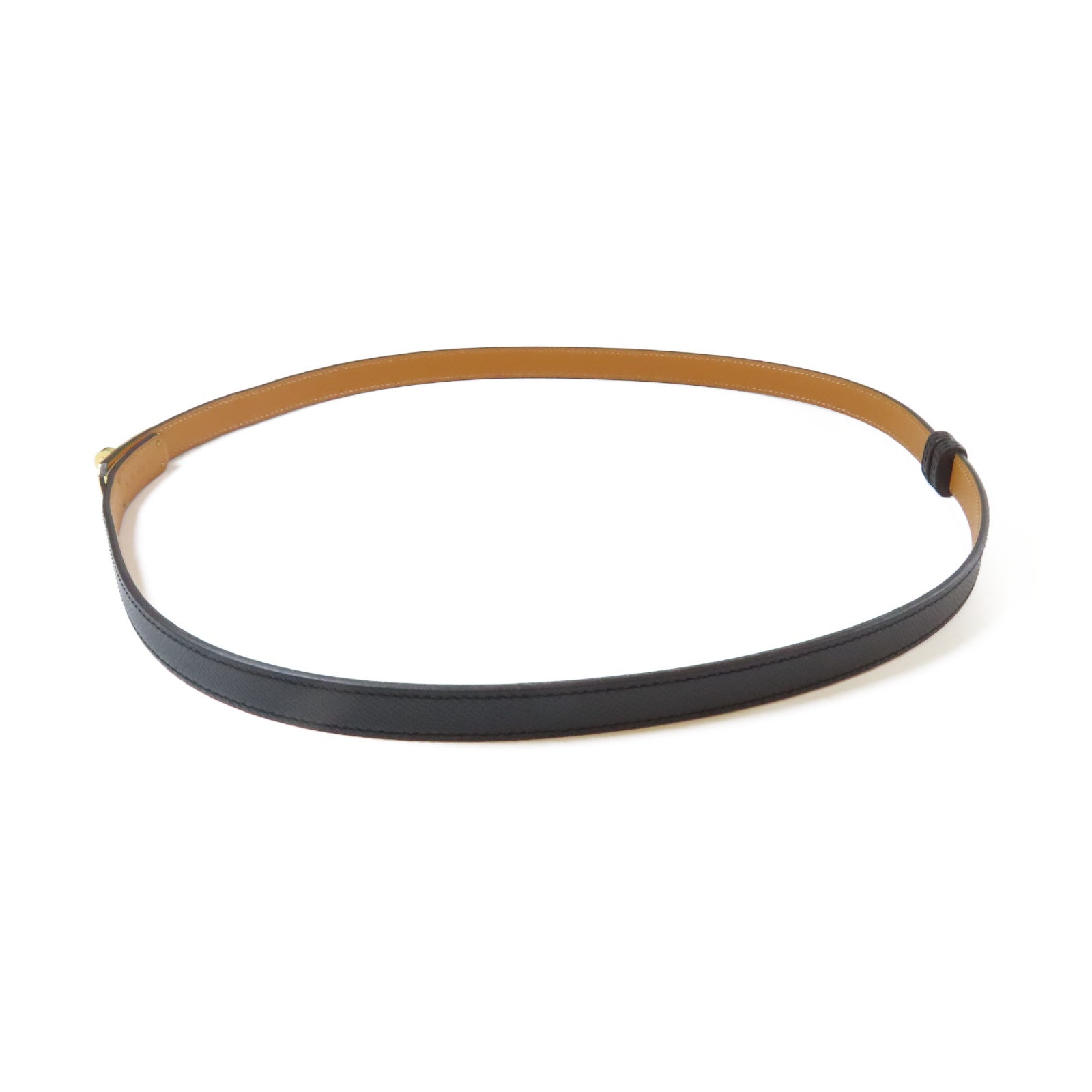 HERMES Epsom皮革Kelly Belt金扣皮帶黑色