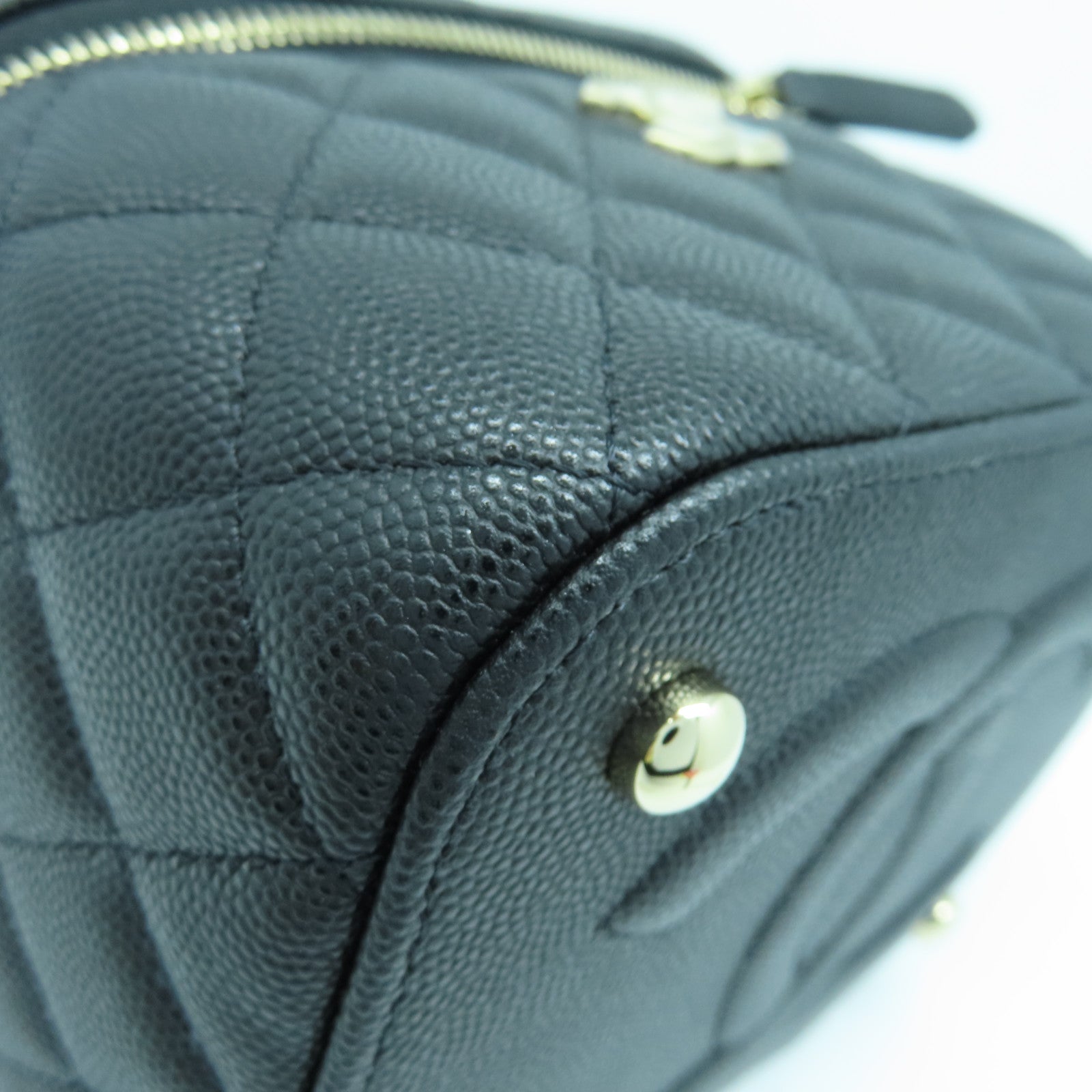 CHANEL 菱格牛皮皮革2way Shoulder Bag金扣手挽肩背两用袋黑色