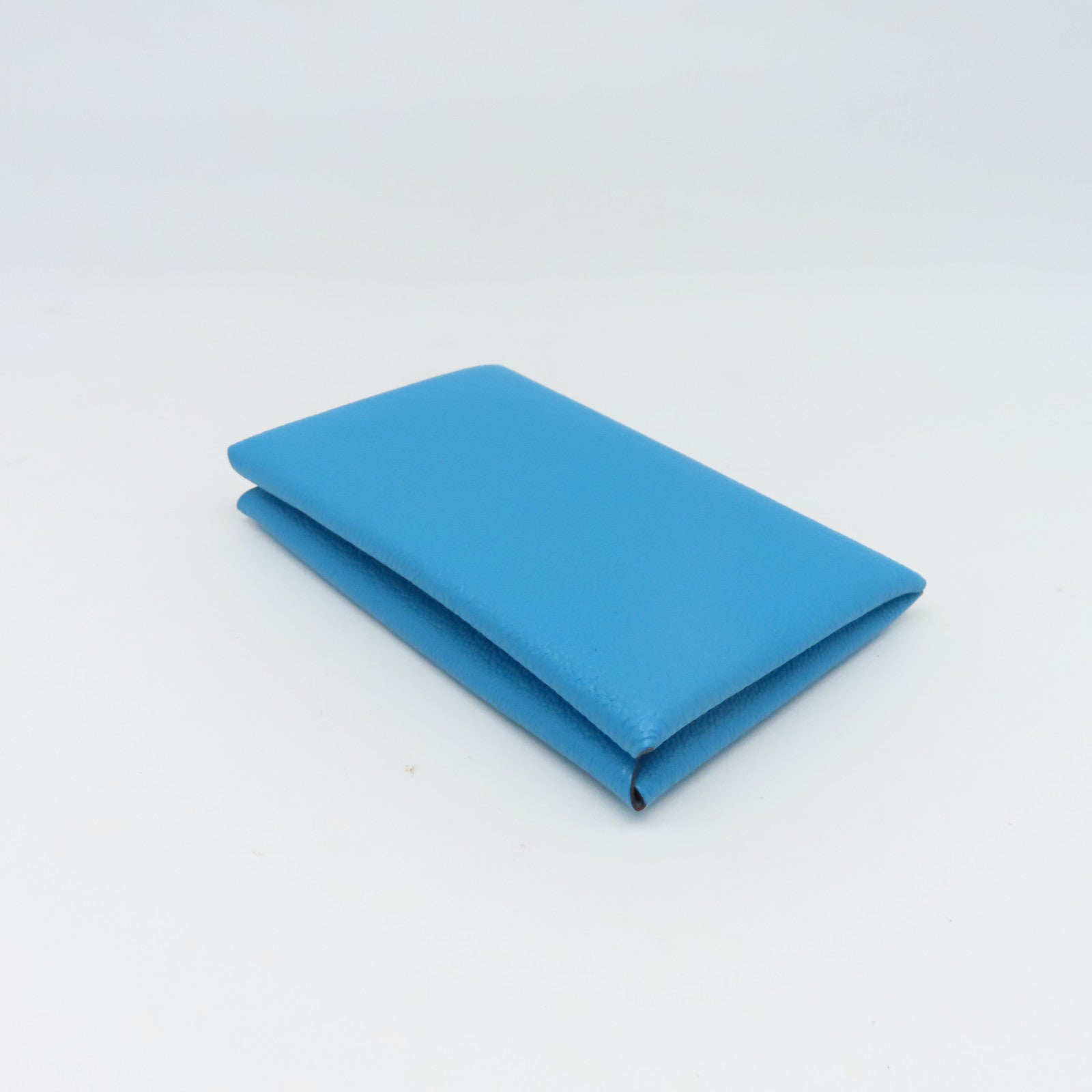 HERMES Chevre皮革Card Case銀扣卡片套藍色
