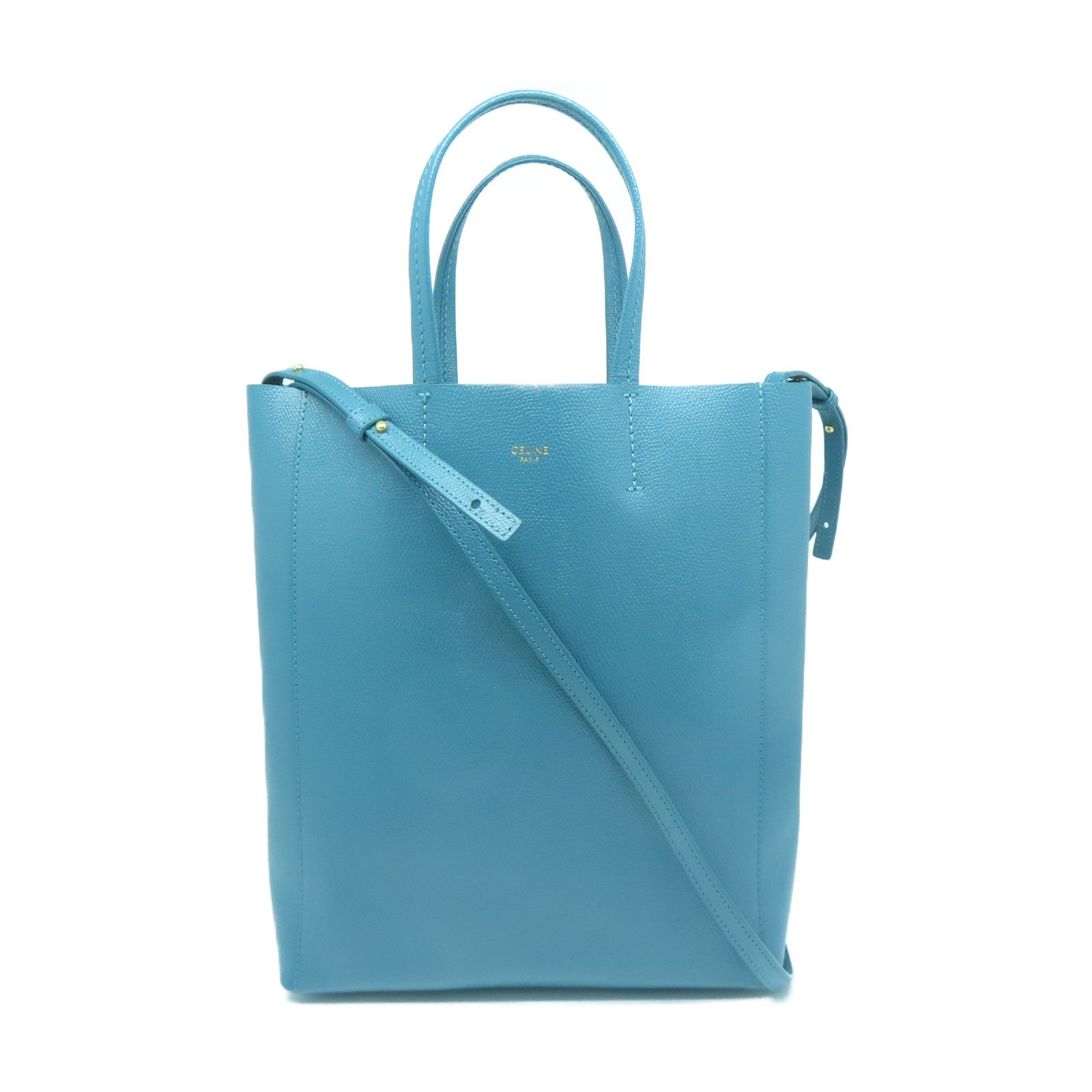 CELINE 牛皮皮革Bucket Bag金扣手挽肩背兩用袋藍色