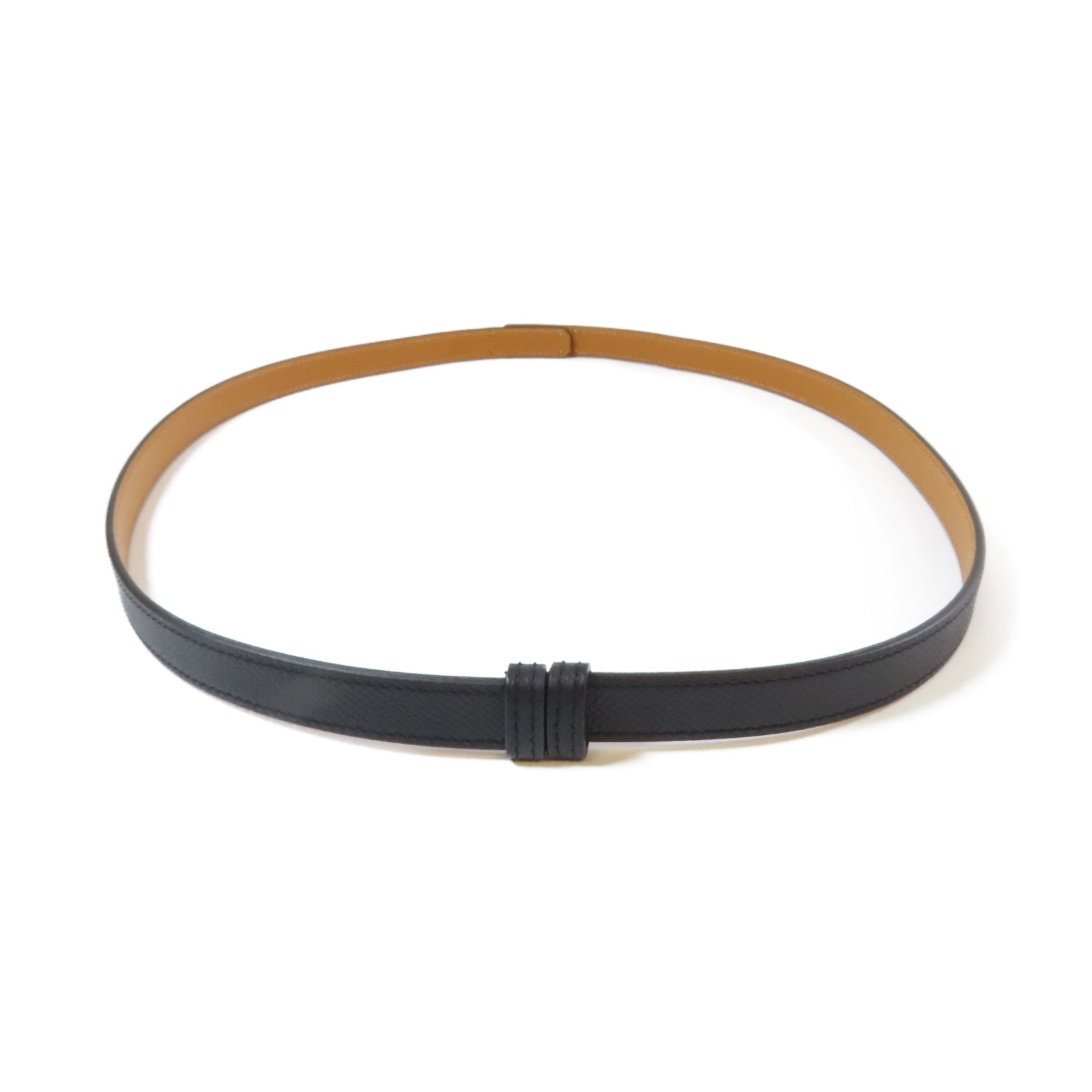 HERMES Epsom皮革Kelly Belt金扣皮帶黑色