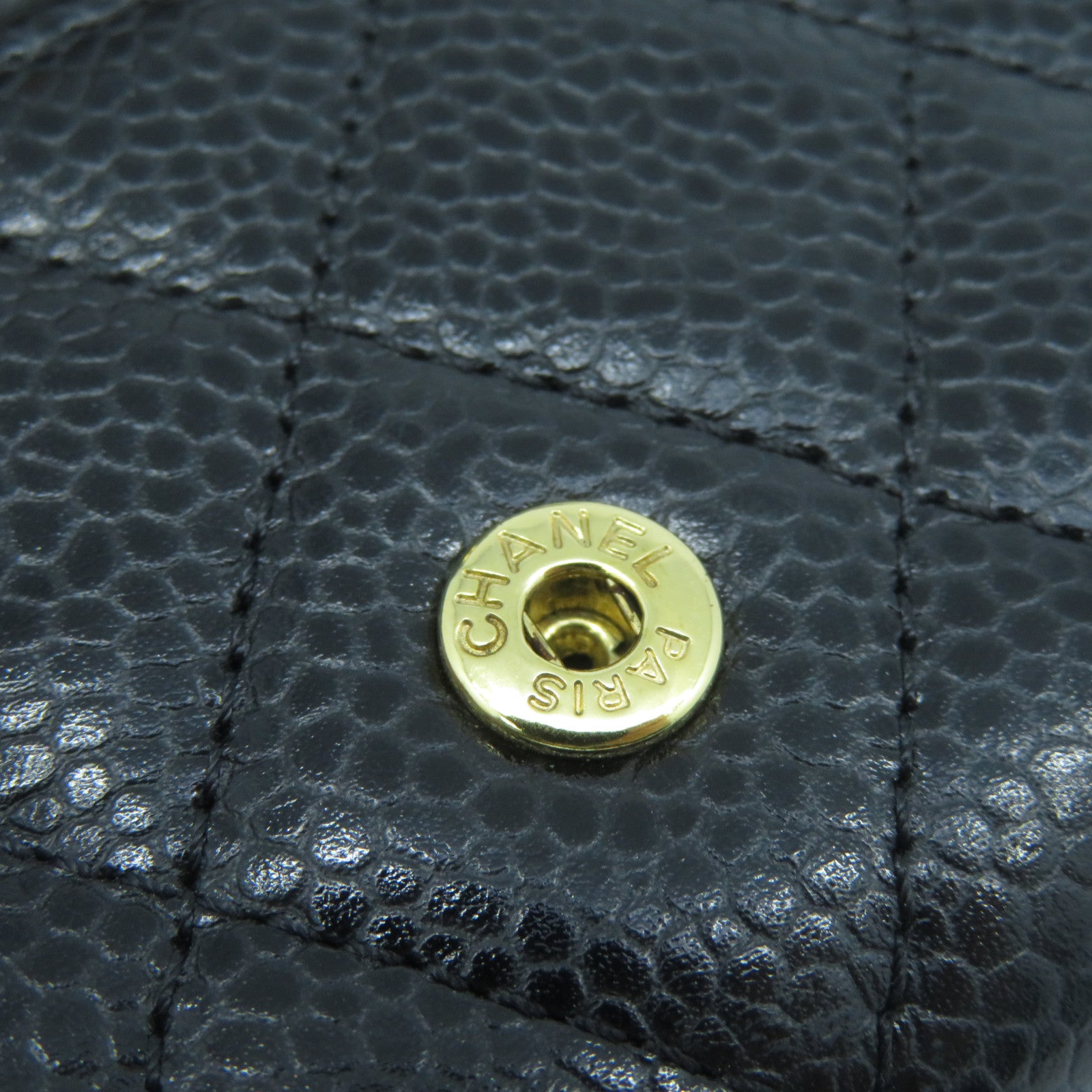CHANEL 菱格Caviar皮革Card Case金扣卡片套黑色