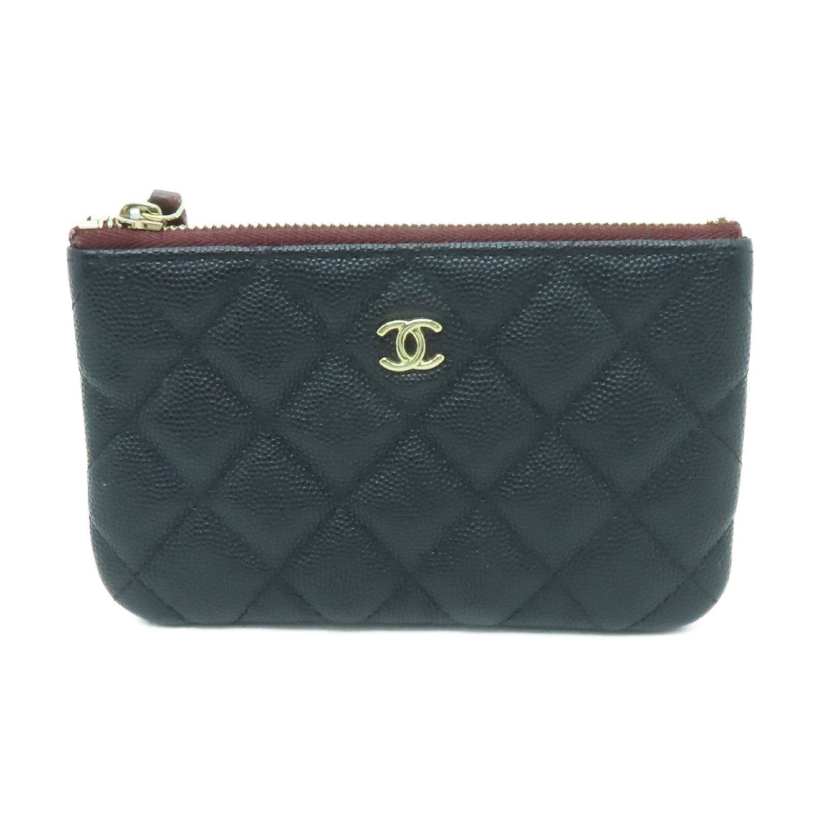 CHANEL 菱格Caviar皮革Clutch Bag金扣手拿包黑色