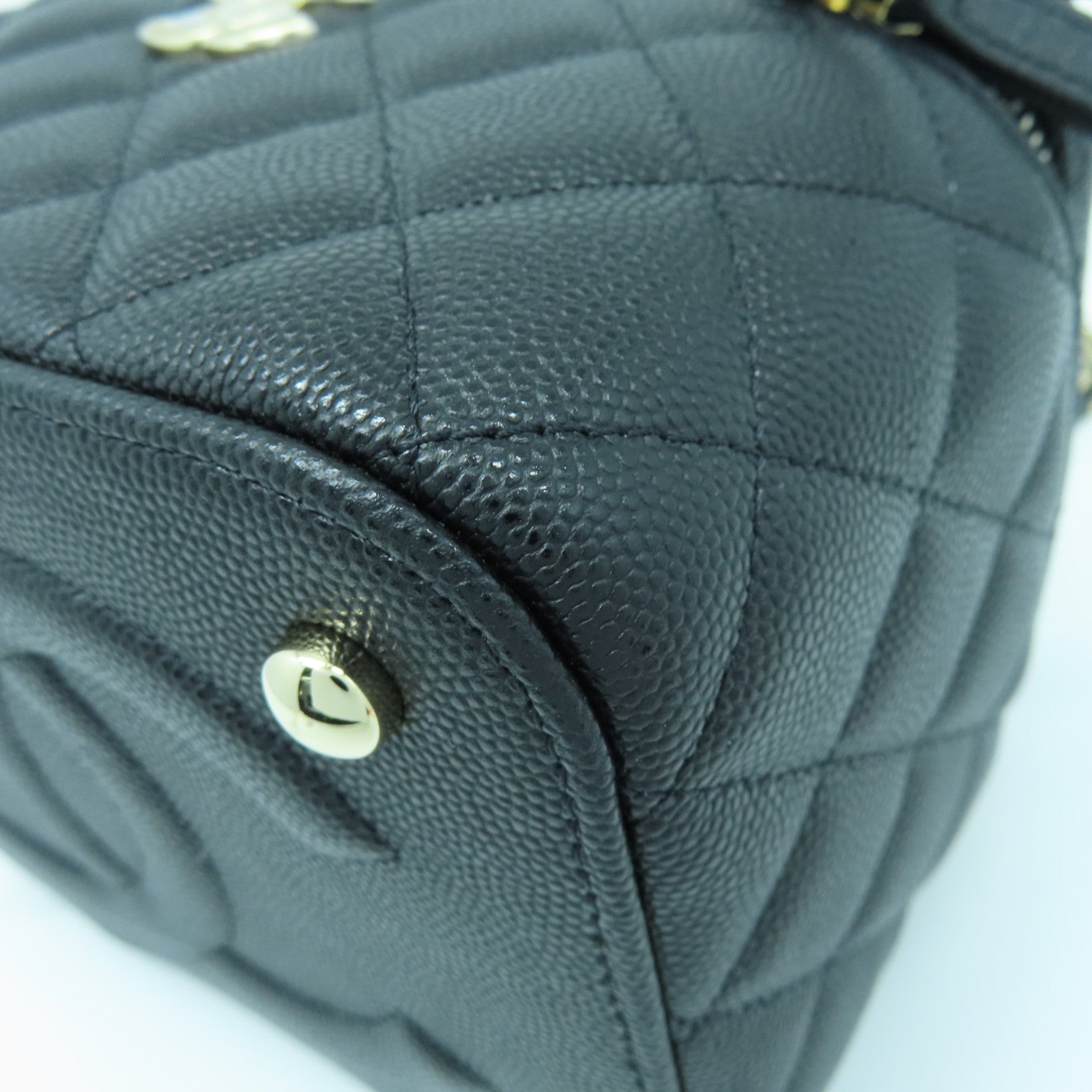 CHANEL 菱格牛皮皮革2way Shoulder Bag金扣手挽肩背两用袋黑色