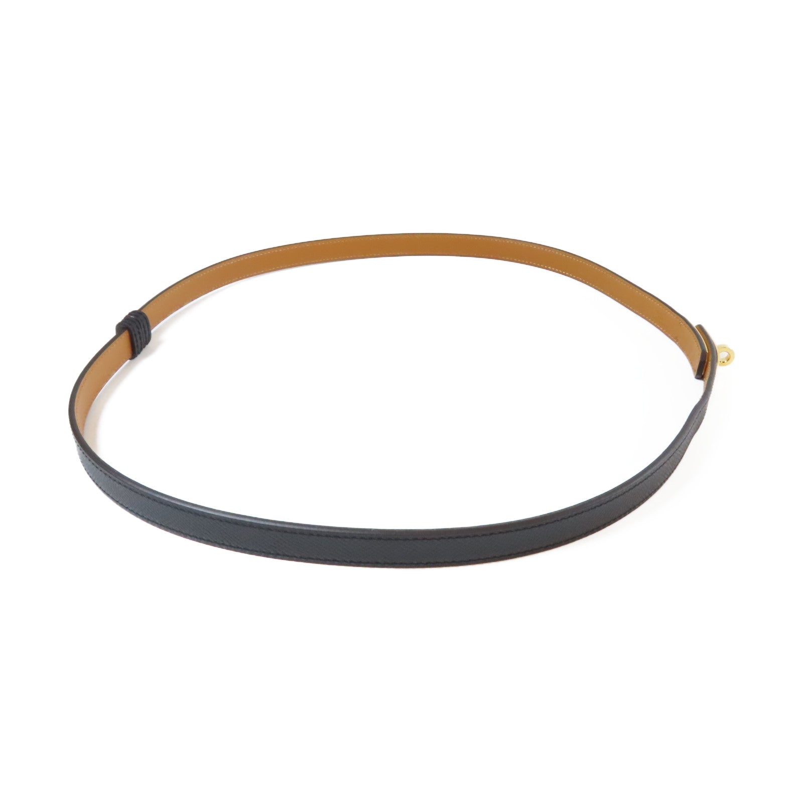 HERMES Epsom皮革Kelly Belt金扣皮帶黑色