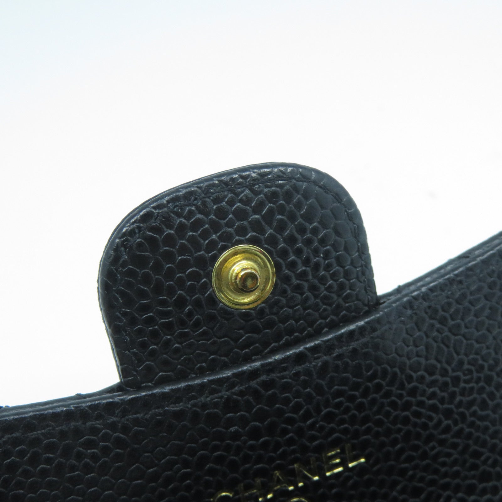 CHANEL 菱格Caviar皮革Card Case金扣卡片套黑色