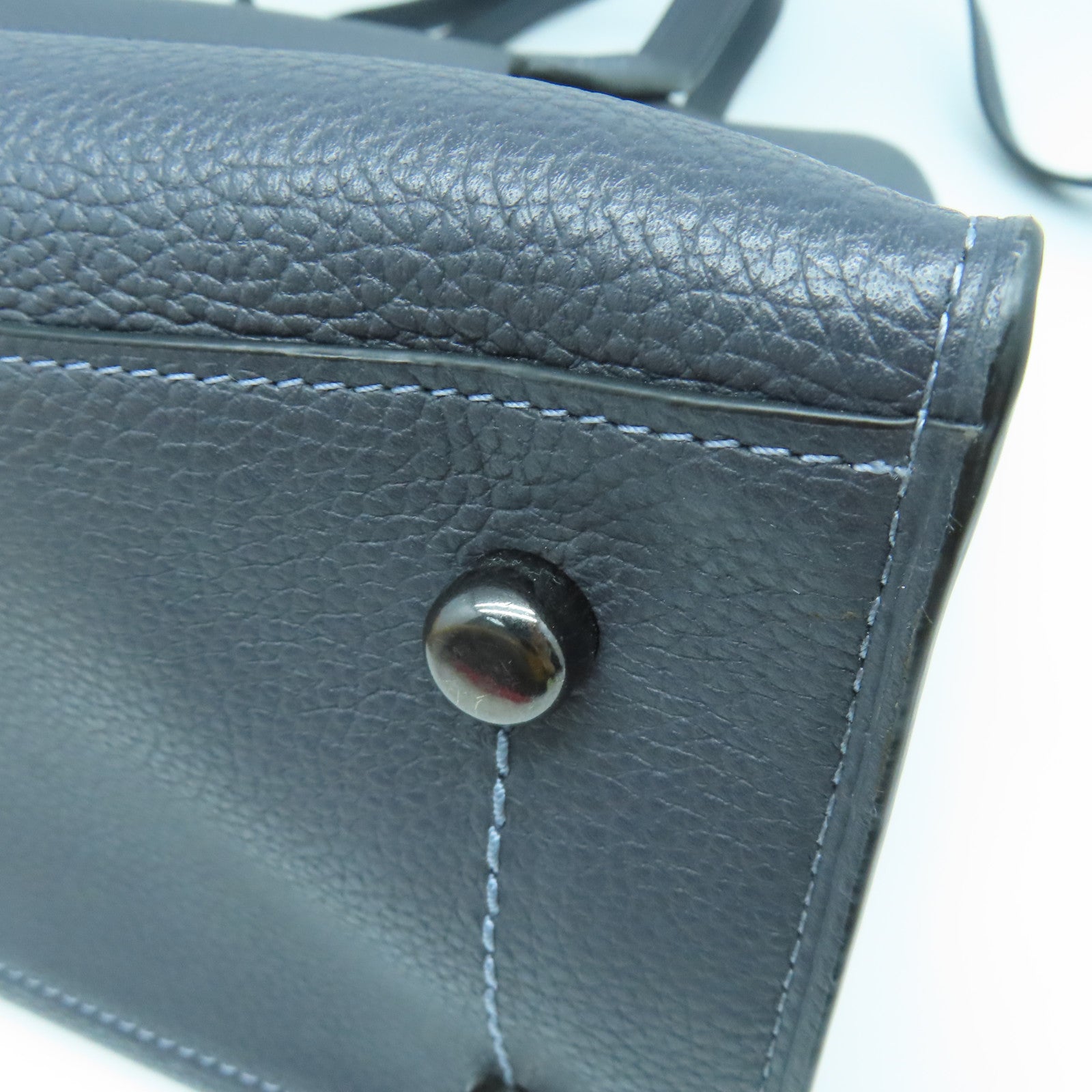 COACH 牛皮皮革Tote Bag金扣/黑扣手挽袋灰色