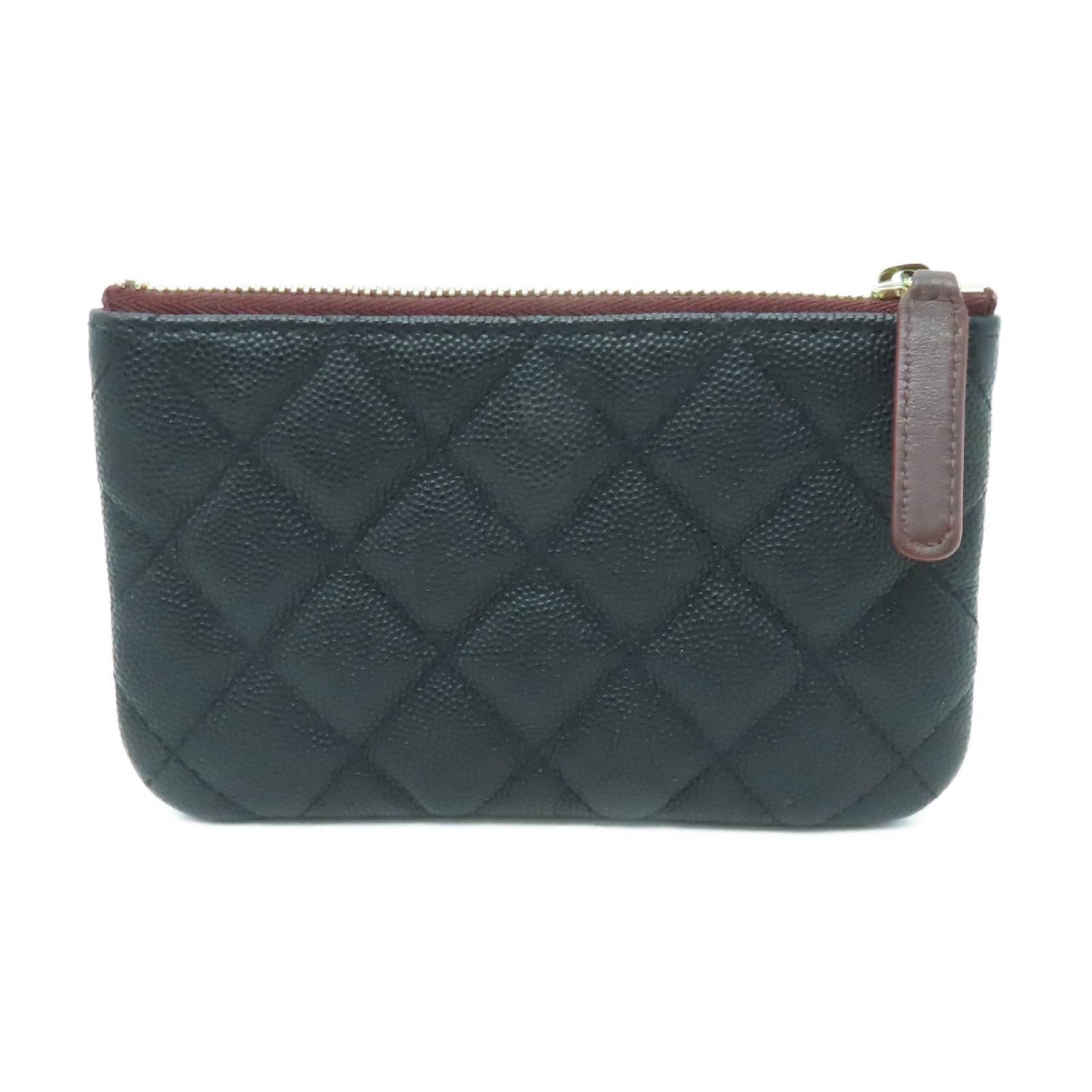 CHANEL 菱格Caviar皮革Clutch Bag金扣手拿包黑色