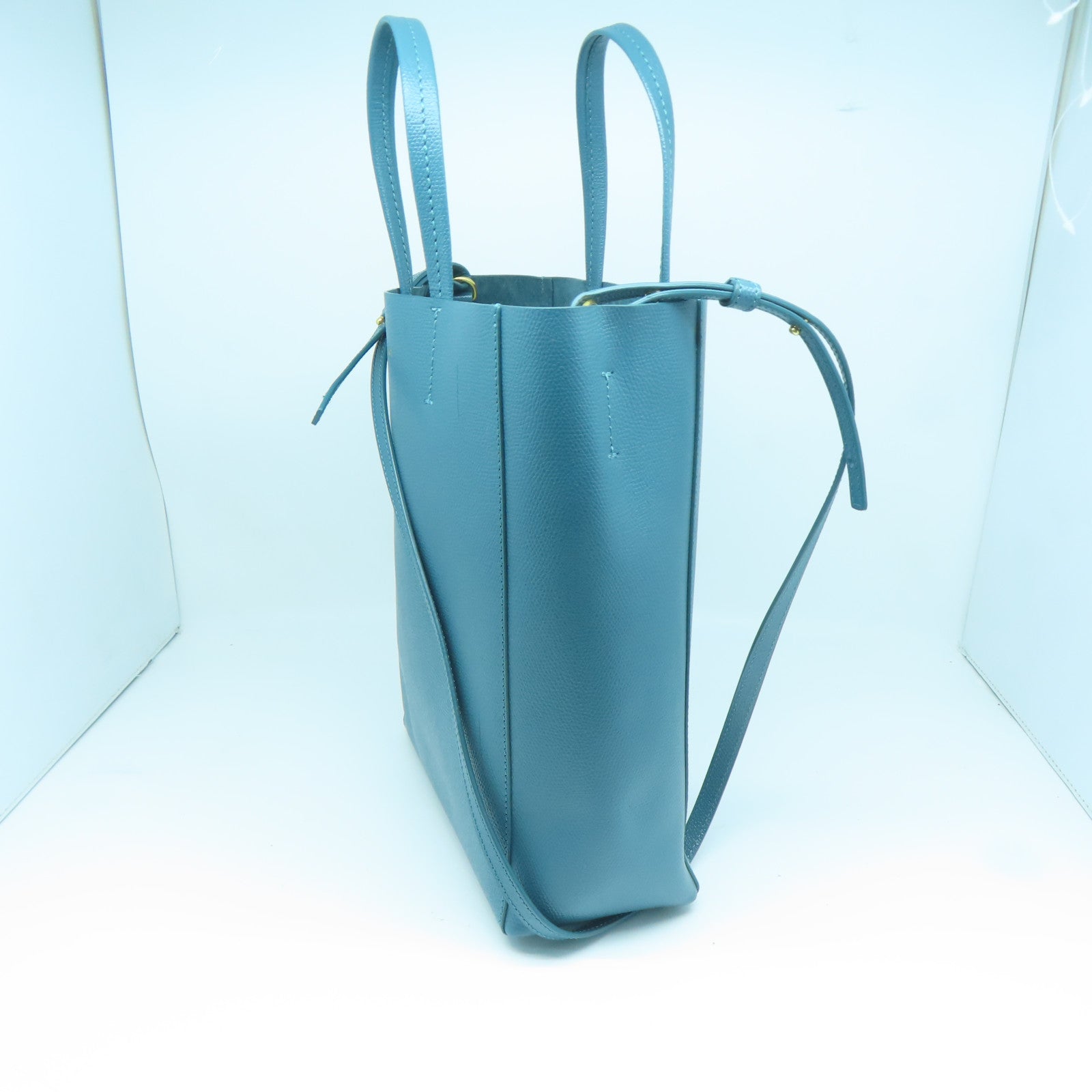 CELINE 牛皮皮革Bucket Bag金扣手挽肩背兩用袋藍色